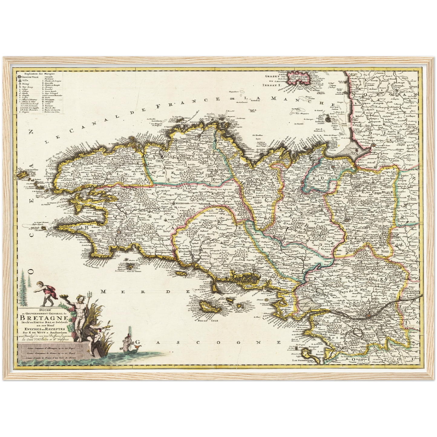 Historische Landkarte Bretagne um 1698