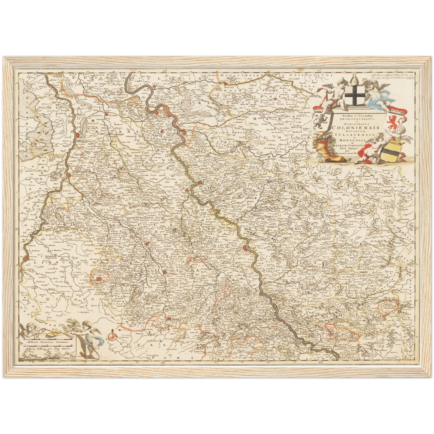 Historische Landkarte Rheinland um 1698