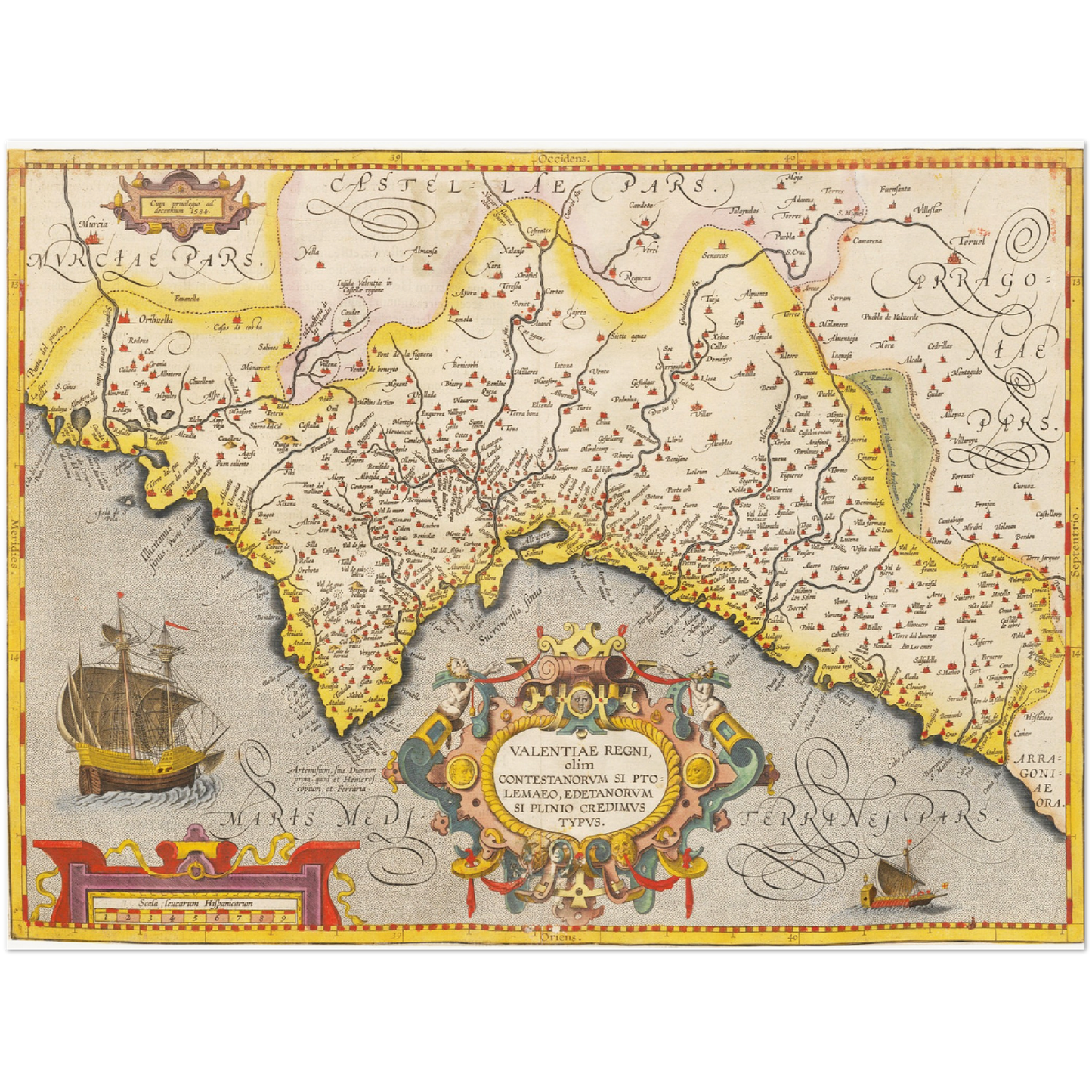 Historische Landkarte Valencia um 1609