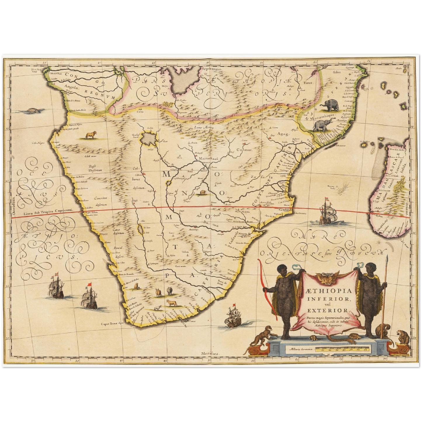 Historische Landkarte Südafrika um 1635
