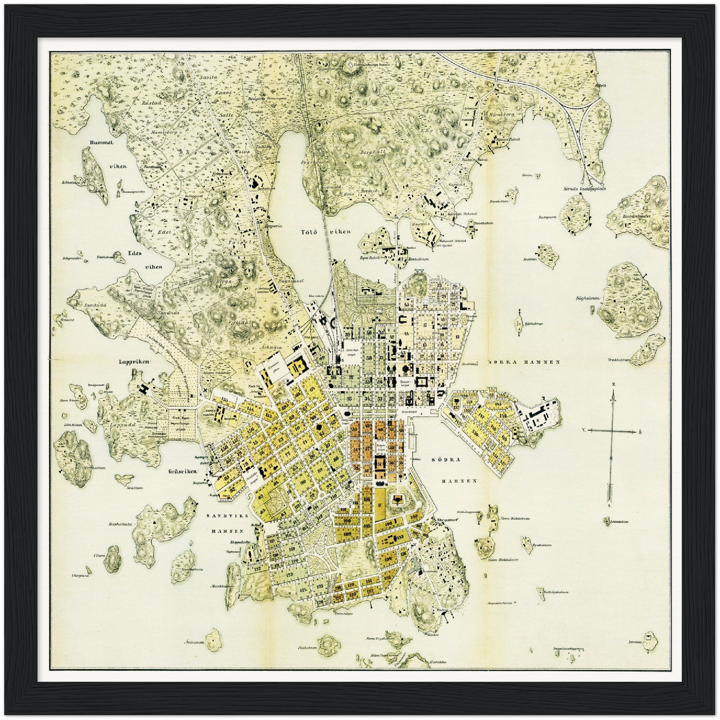 Historischer Stadtplan Helsinki um 1876