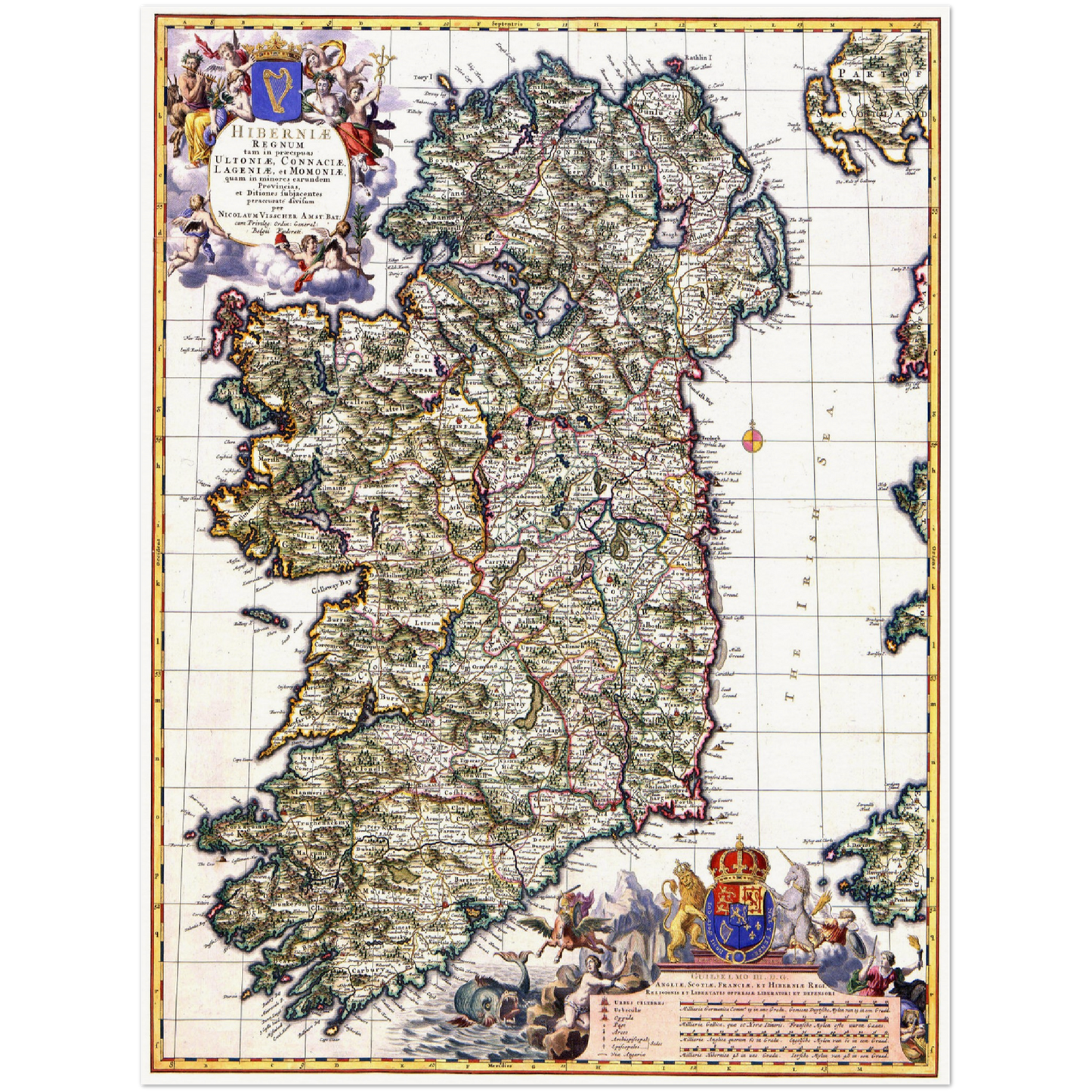 Historische Landkarte Irland um 1646