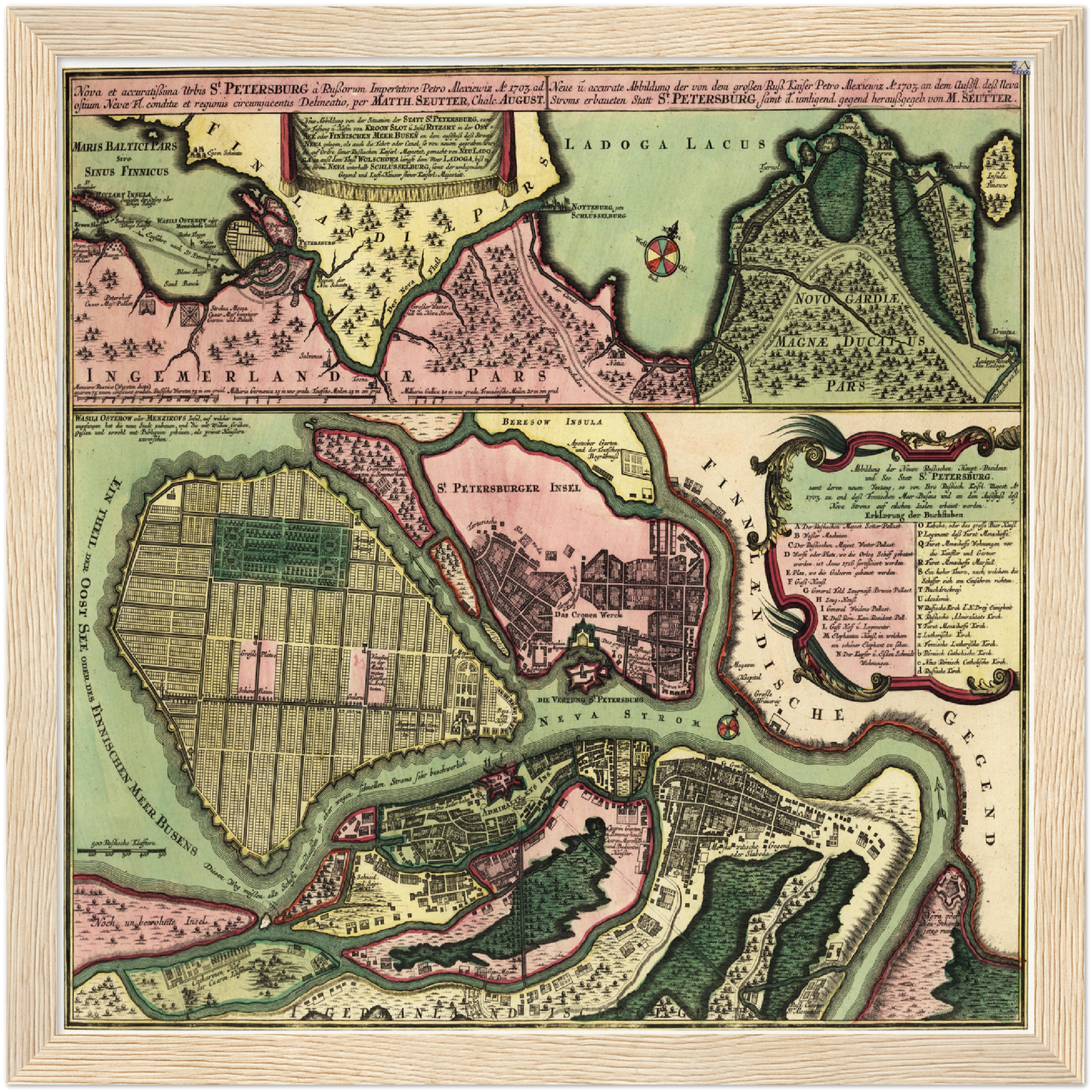 Historischer Stadtplan St. Petersburg um 1734