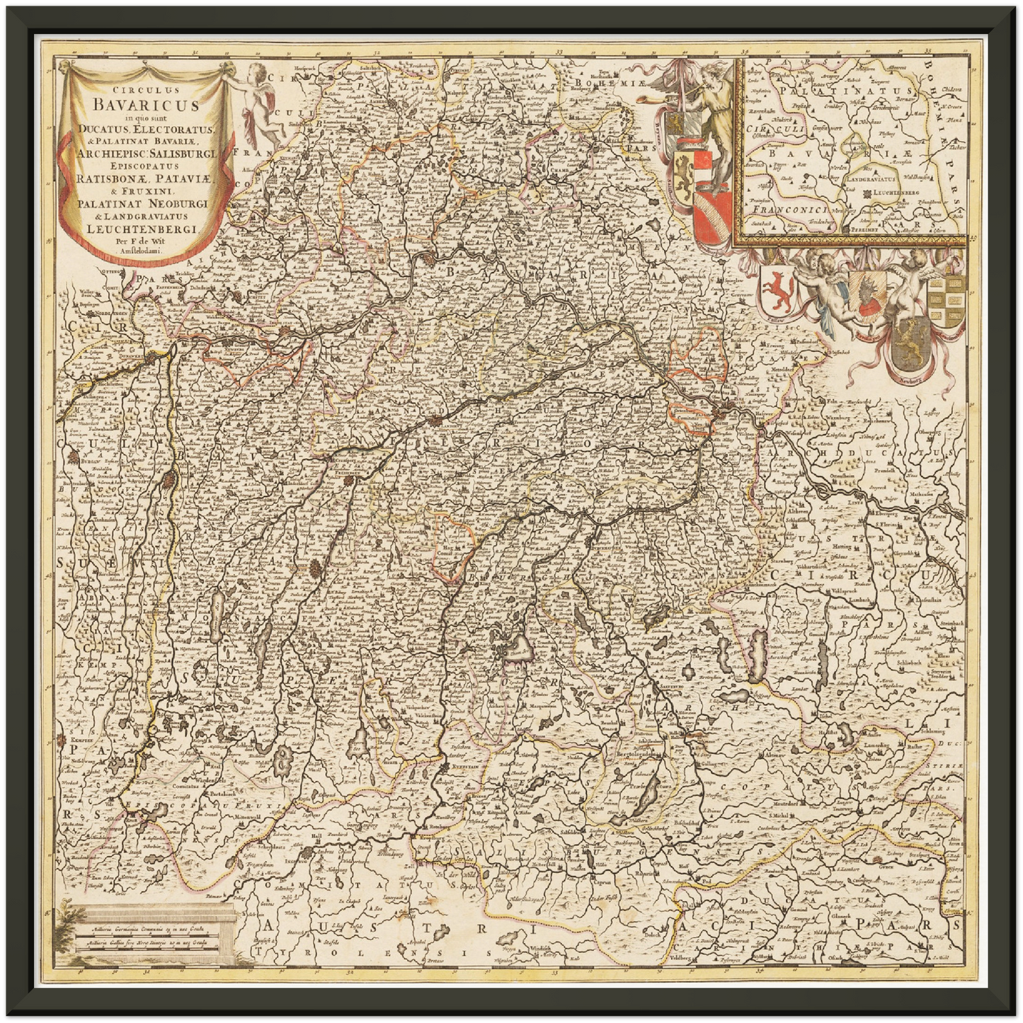 Historische Landkarte Bayern um 1698
