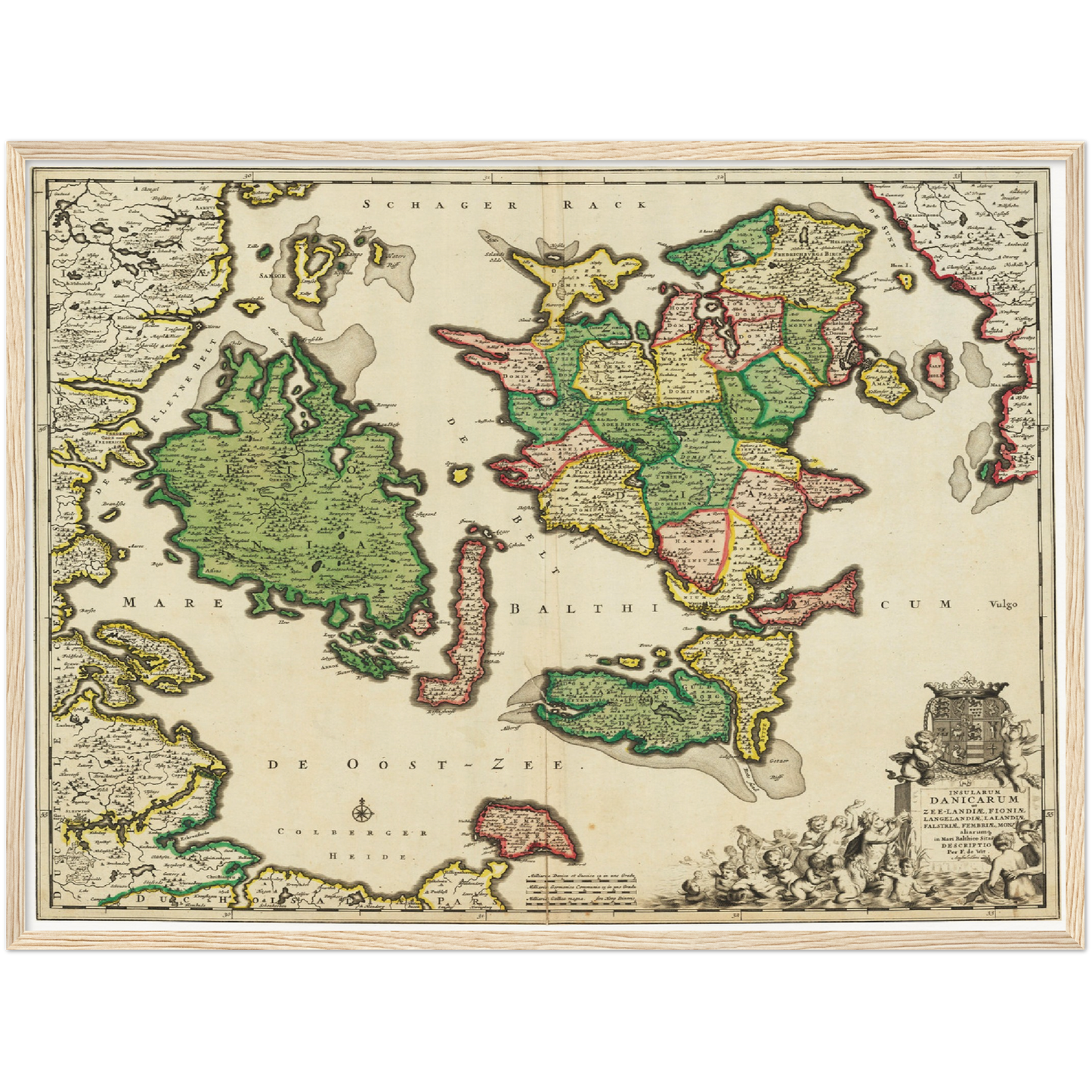 Historische Landkarte Dänische Inseln um 1688