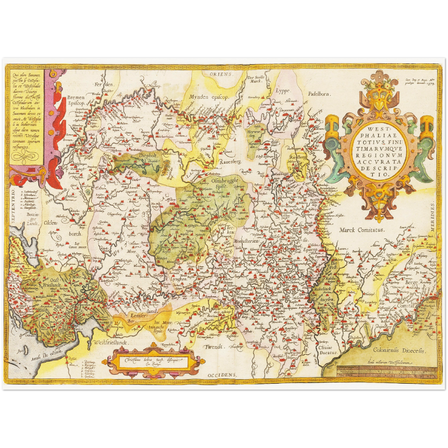 Historische Landkarte Westfalen um 1609