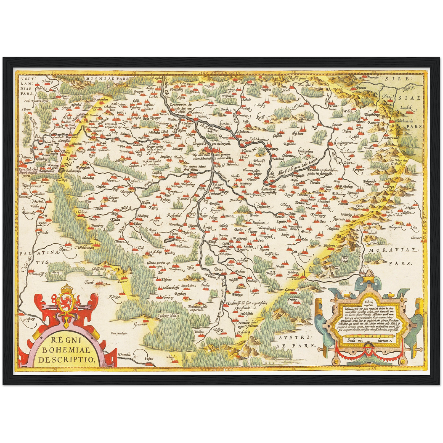 Historische Landkarte Böhmen um 1609