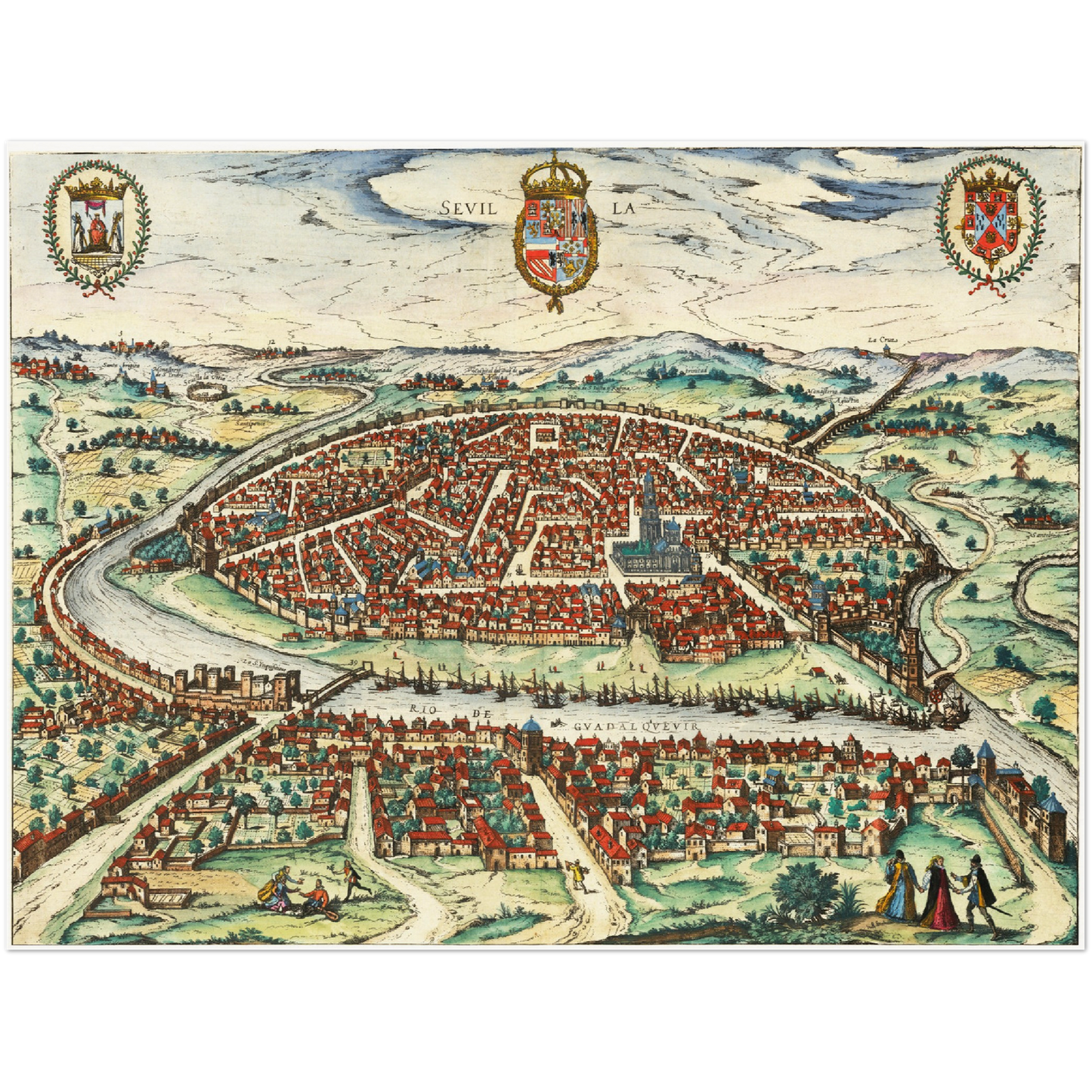 Historische Stadtansicht Sevilla um 1612