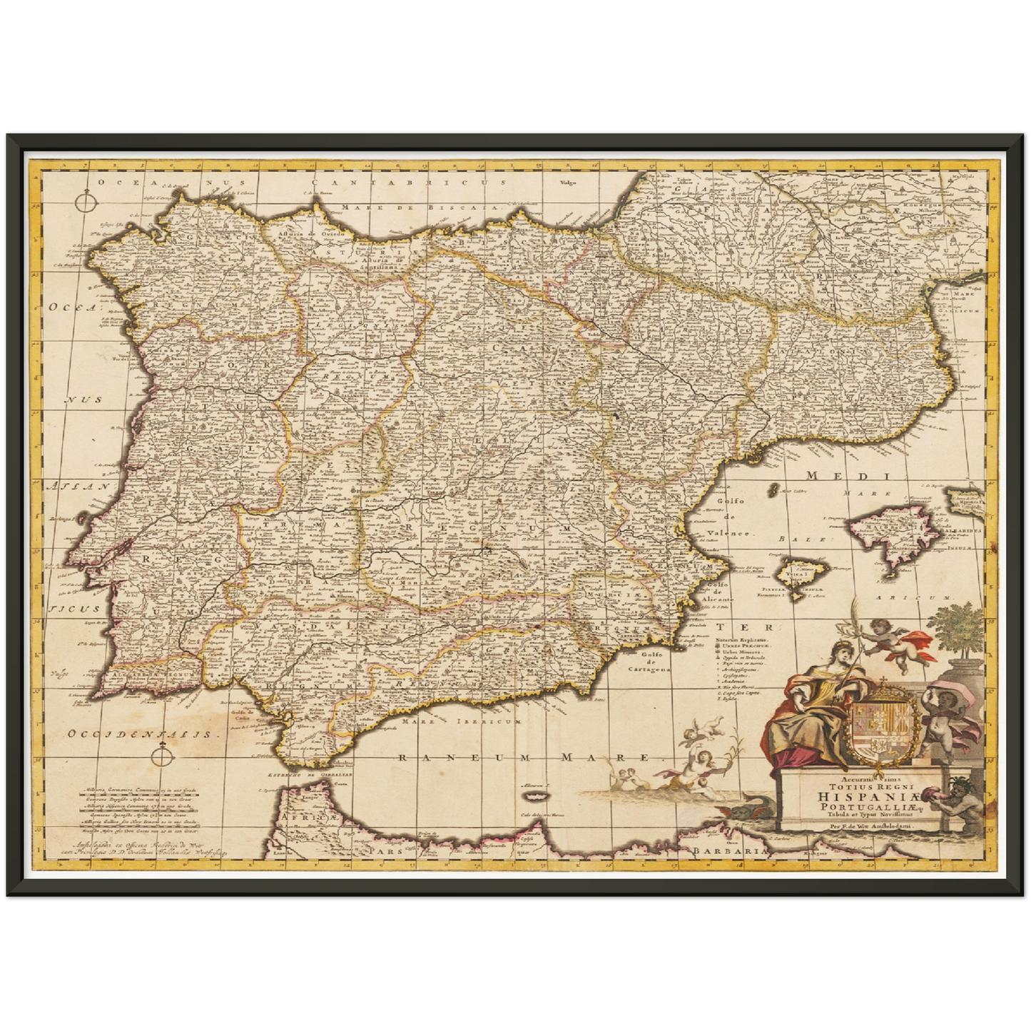 Historische Landkarte Spanien um 1698