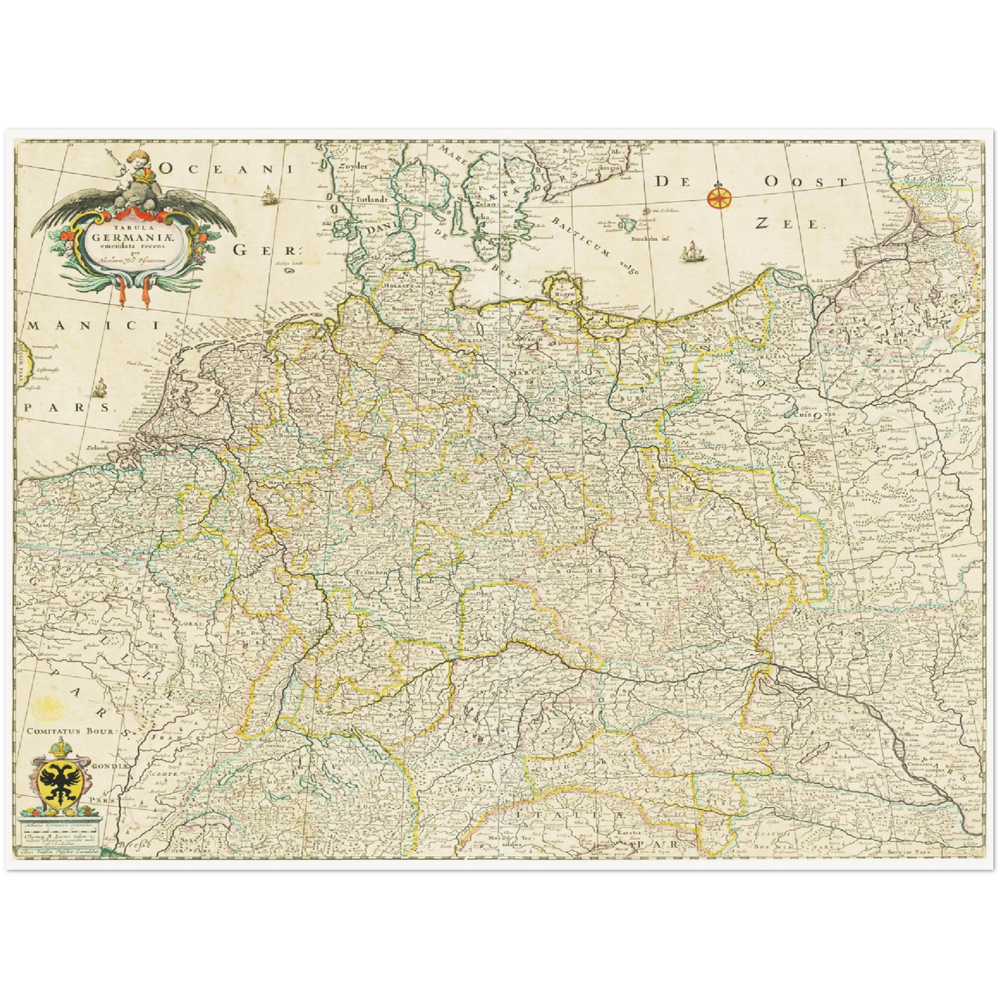 Historische Landkarte Deutschland um 1650