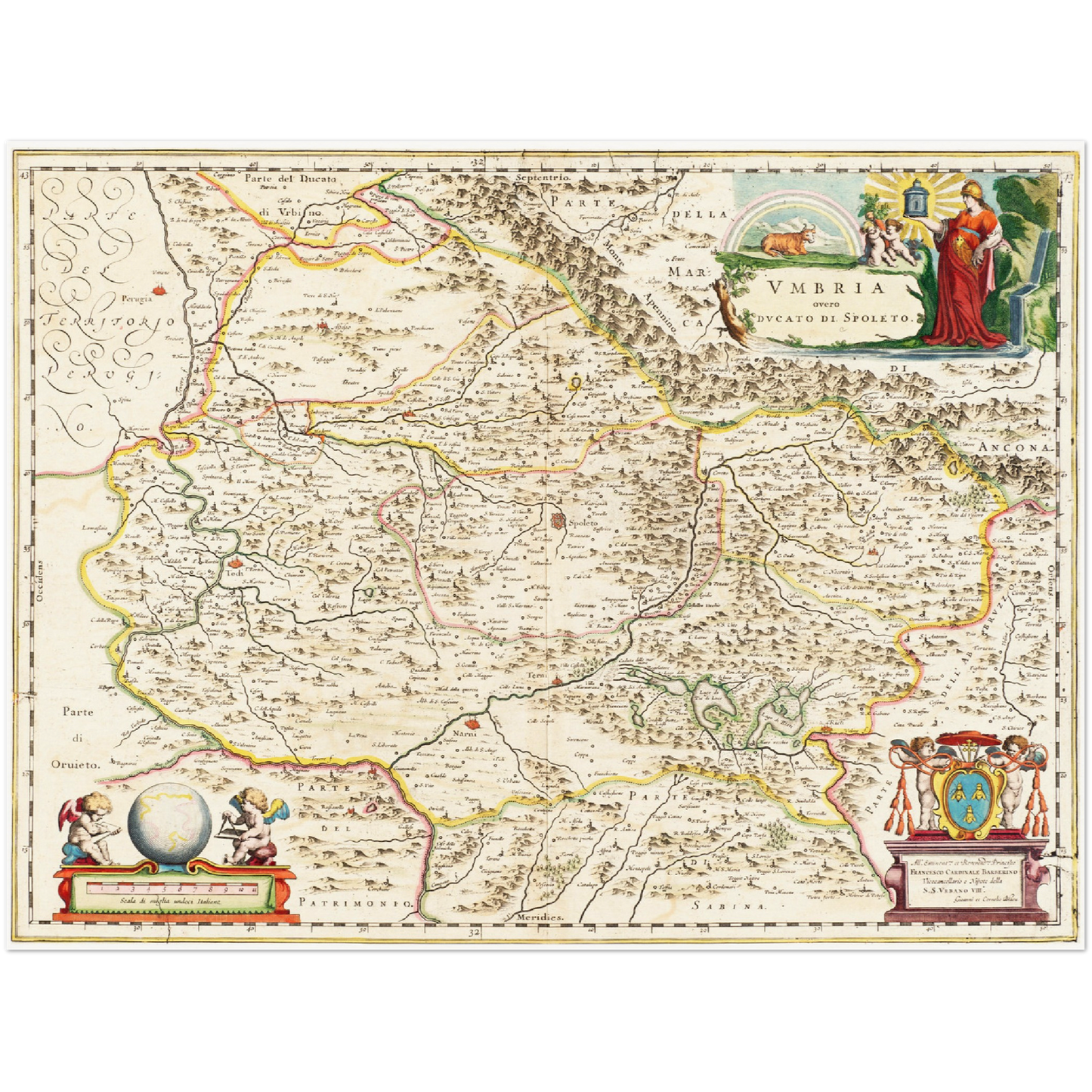 Historische Landkarte Umbrien um 1662