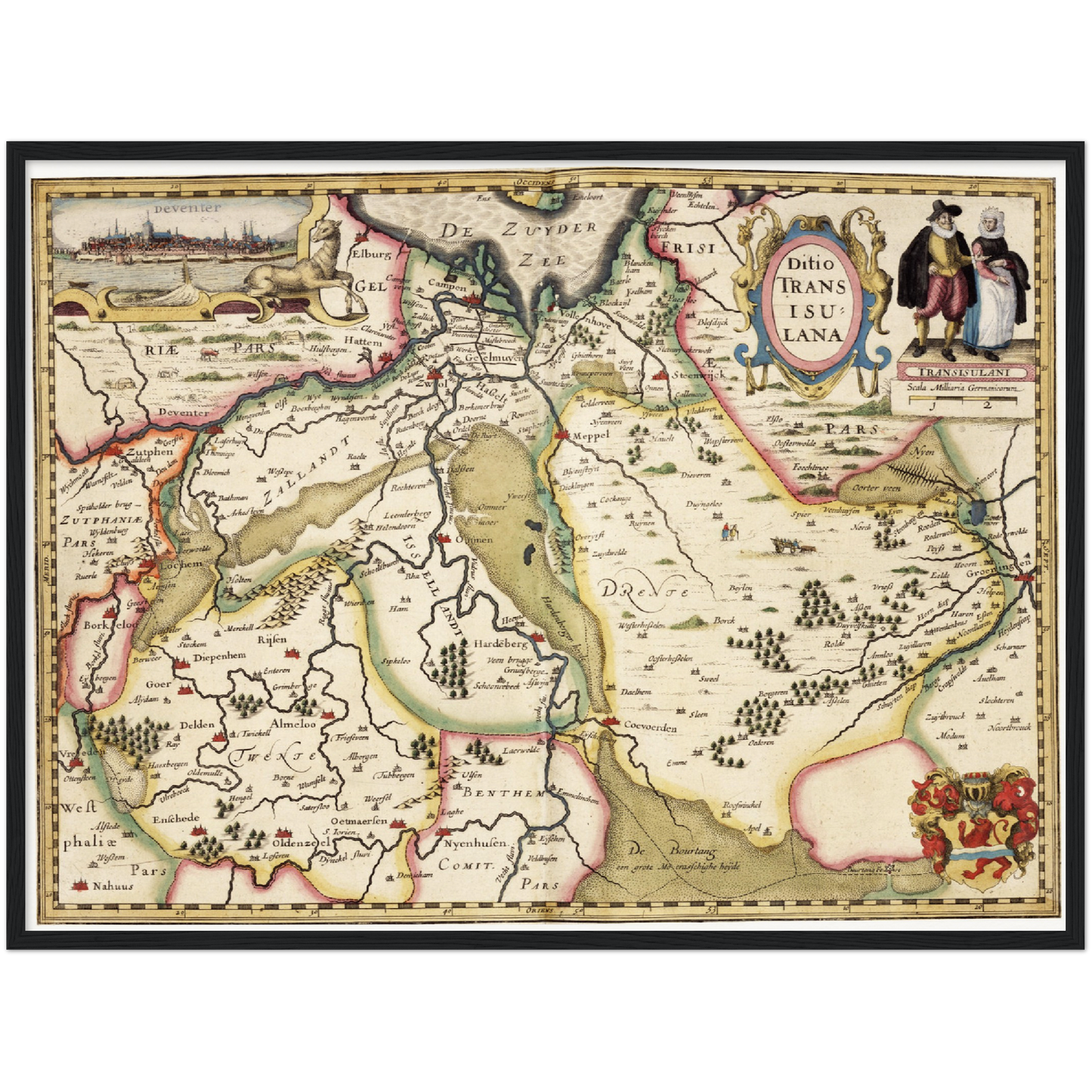 Historische Landkarte Provinz Overijssel um 1617