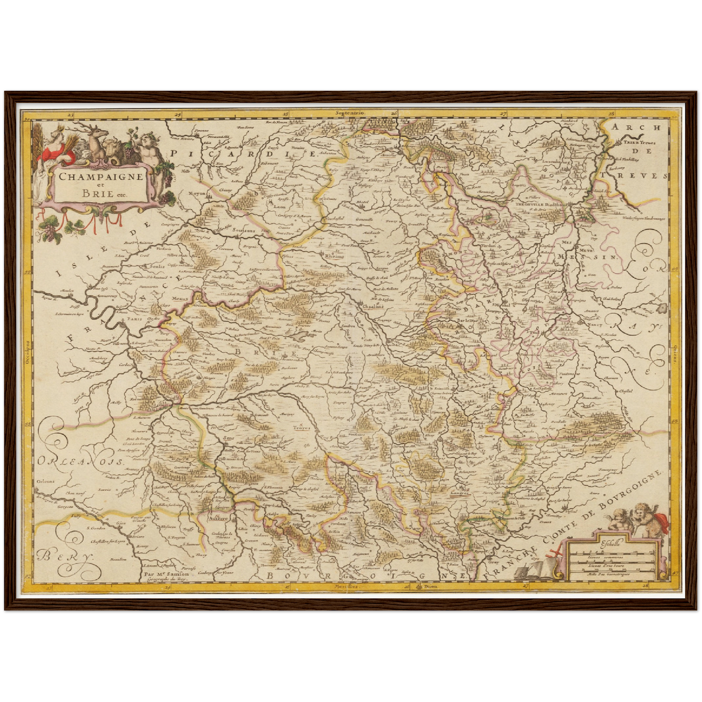 Historische Landkarte Champagne um 1698