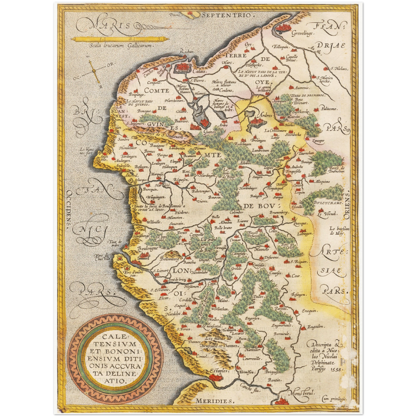 Historische Landkarte Calais um 1609
