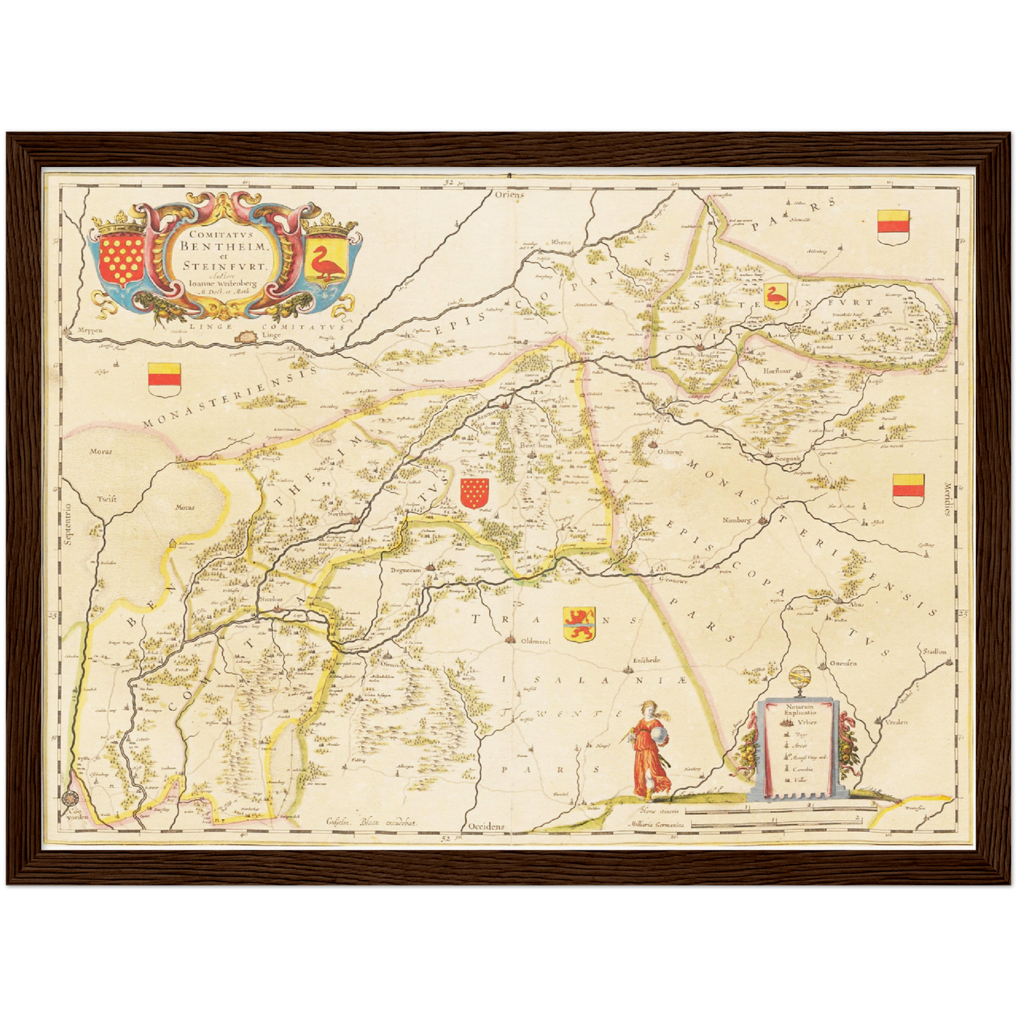 Historische Landkarte Grafschaft Bentheim um 1635