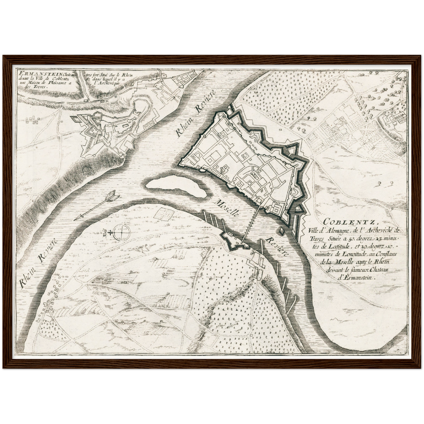 Historischer Stadtplan Koblenz um 1696