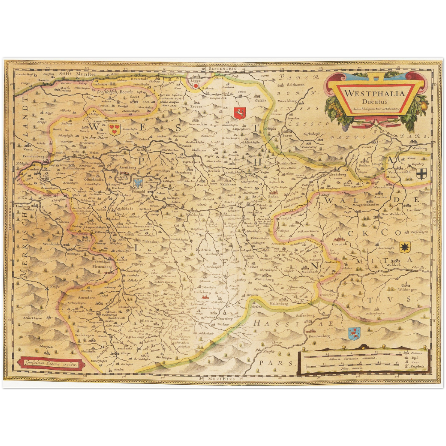 Historische Landkarte Westfalen um 1635