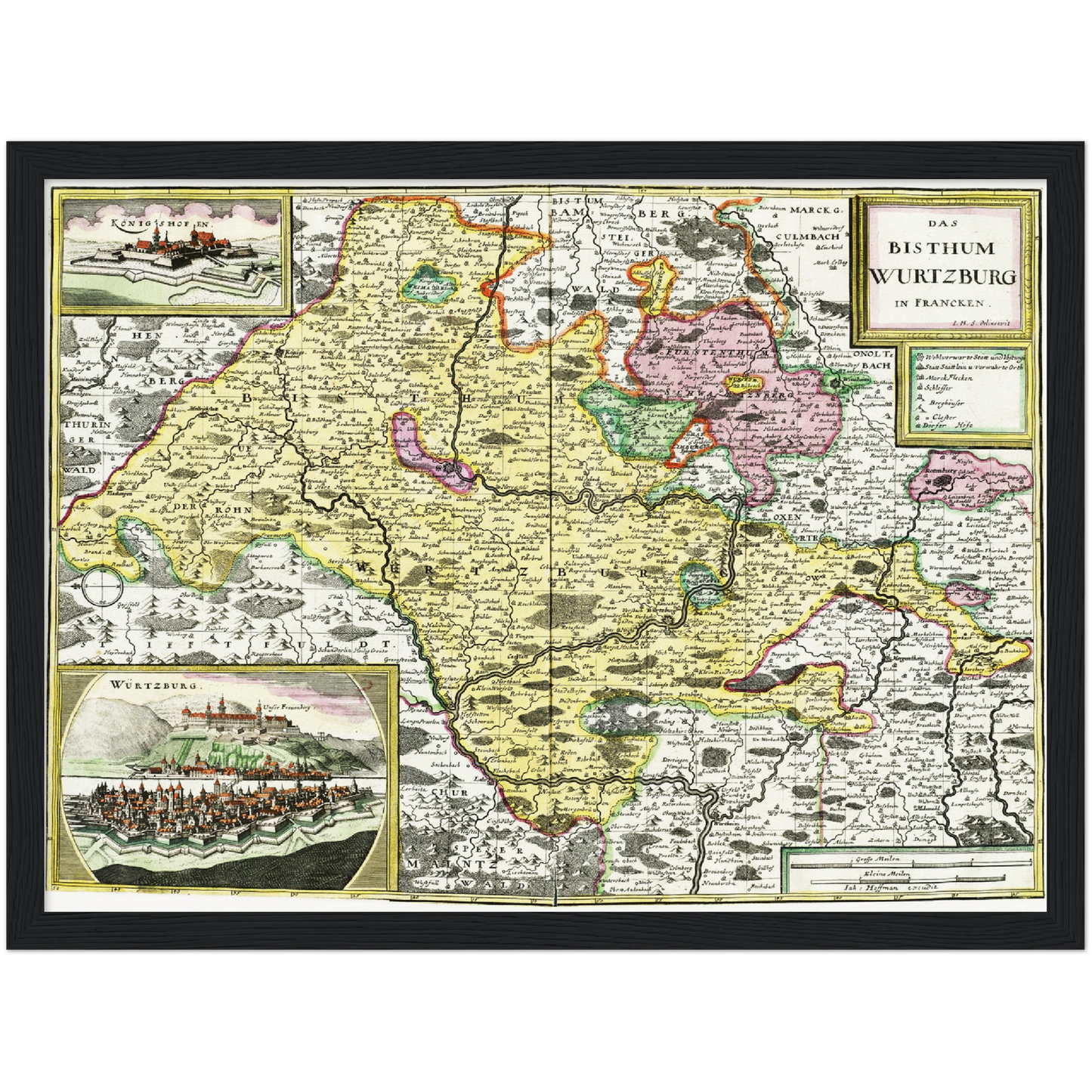 Historische Landkarte Würzburg um 1676