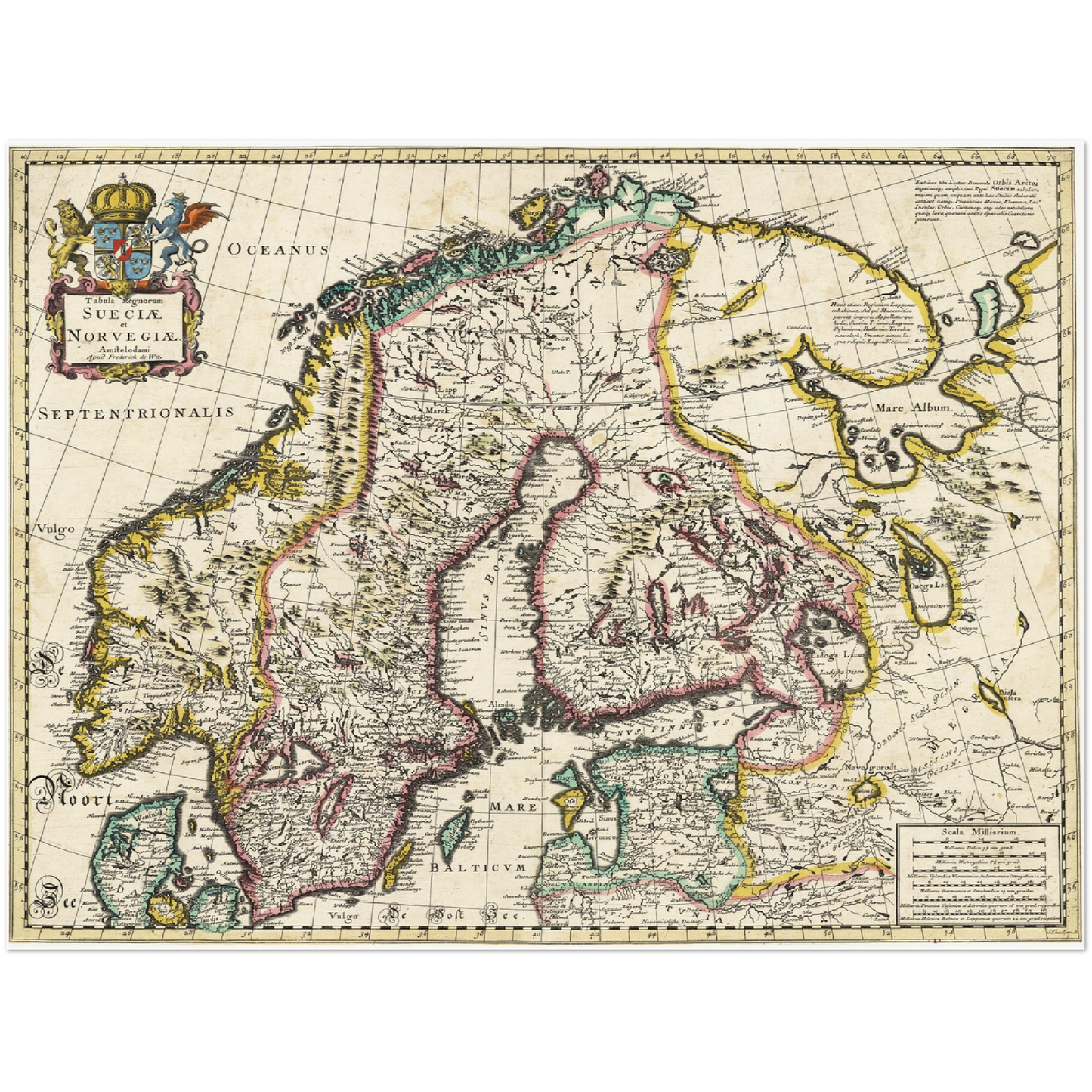 Historische Landkarte Skandinavien um 1680
