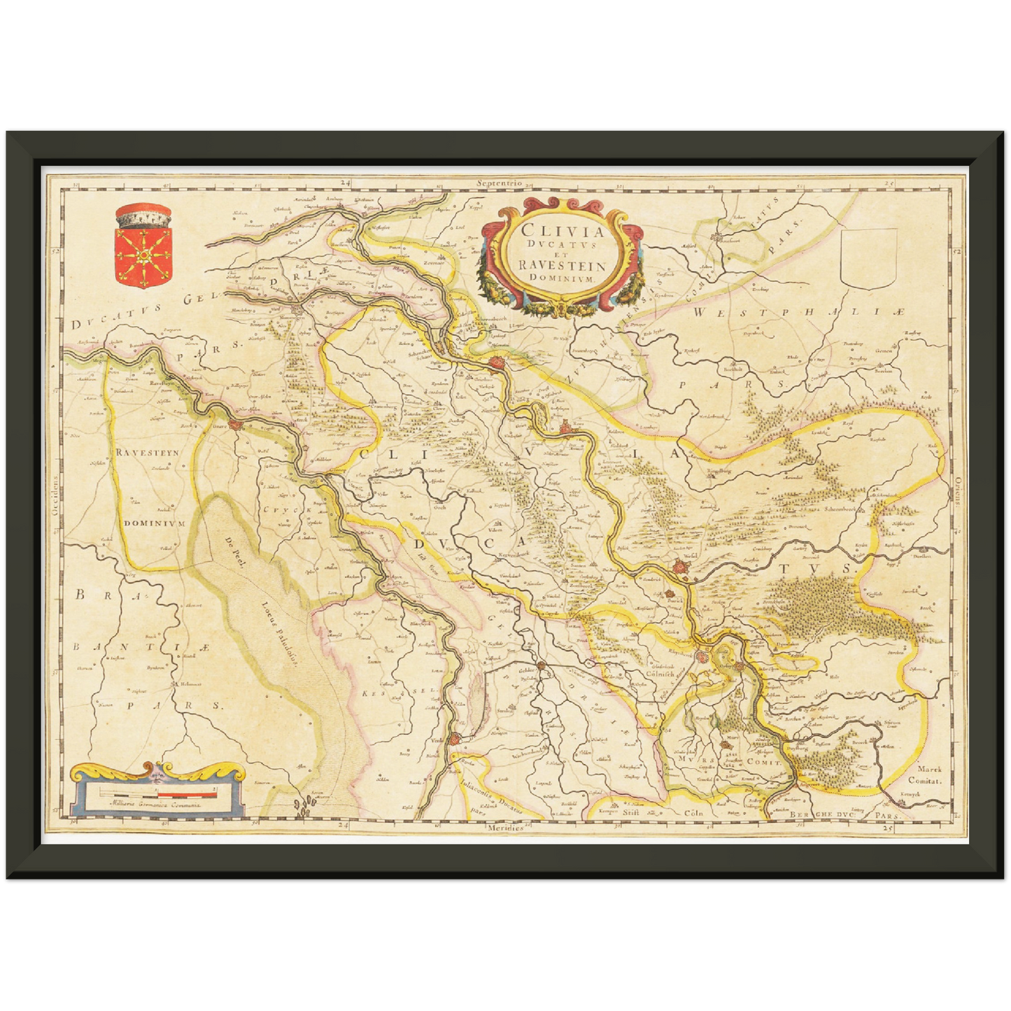 Historische Landkarte Niederrhein um 1635