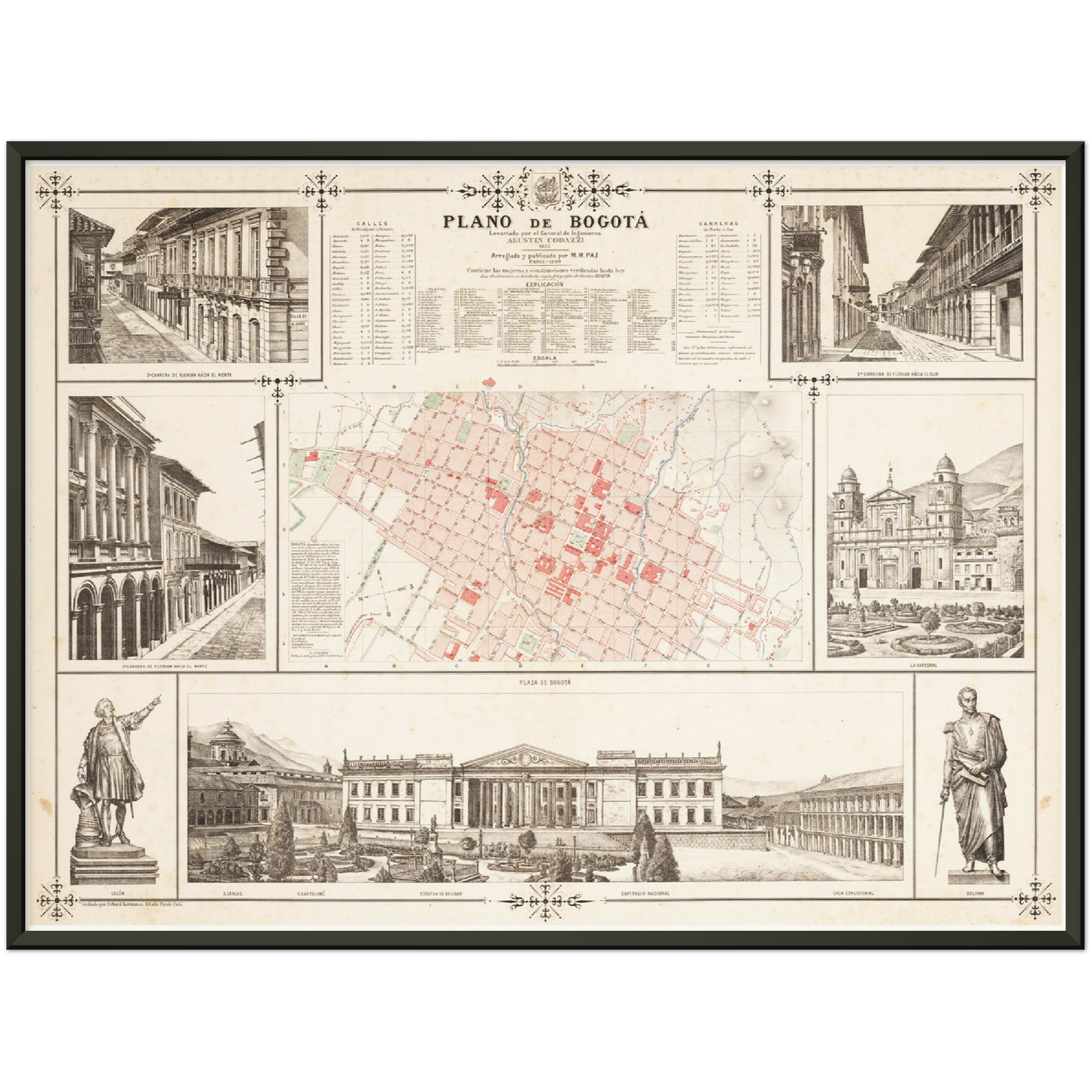 Historischer Stadtplan Bogota um 1890
