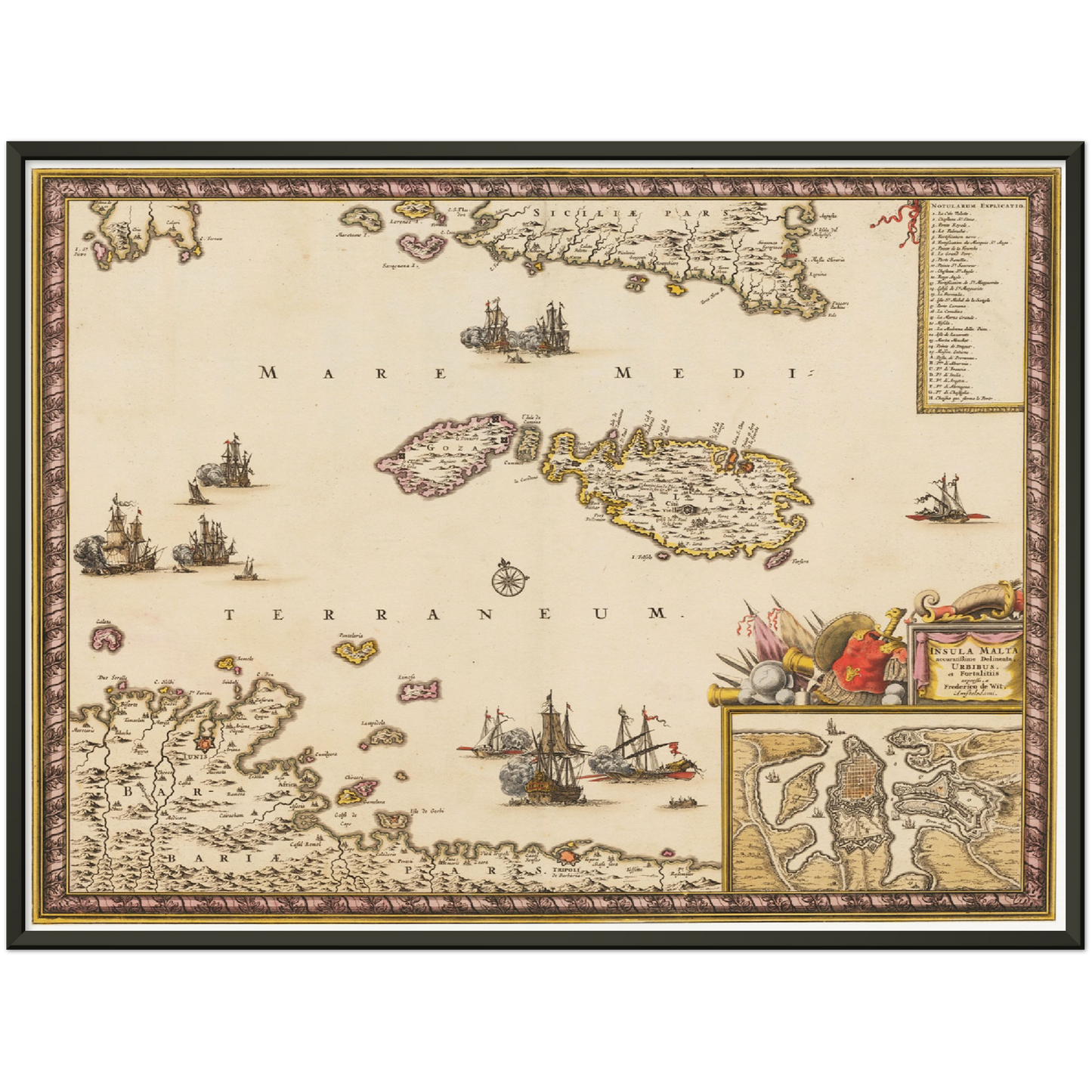 Historische Landkarte Malta um 1698