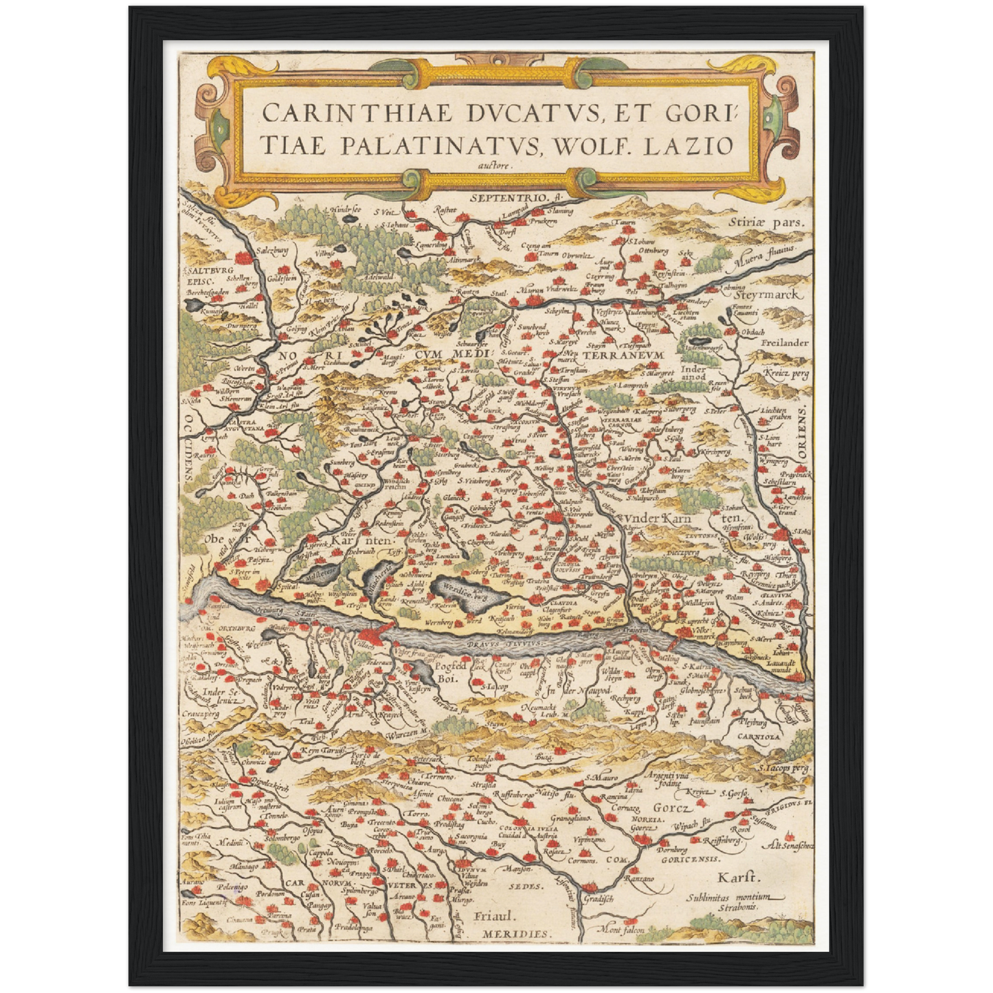 Historische Landkarte Kärnten um 1609