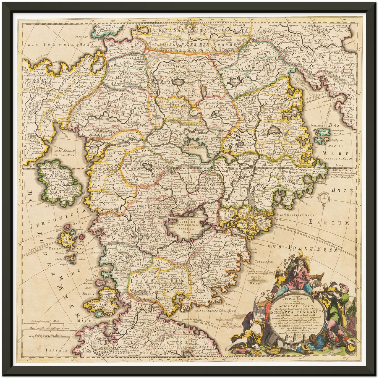 Historische Landkarte Schlaraffenland um 1694