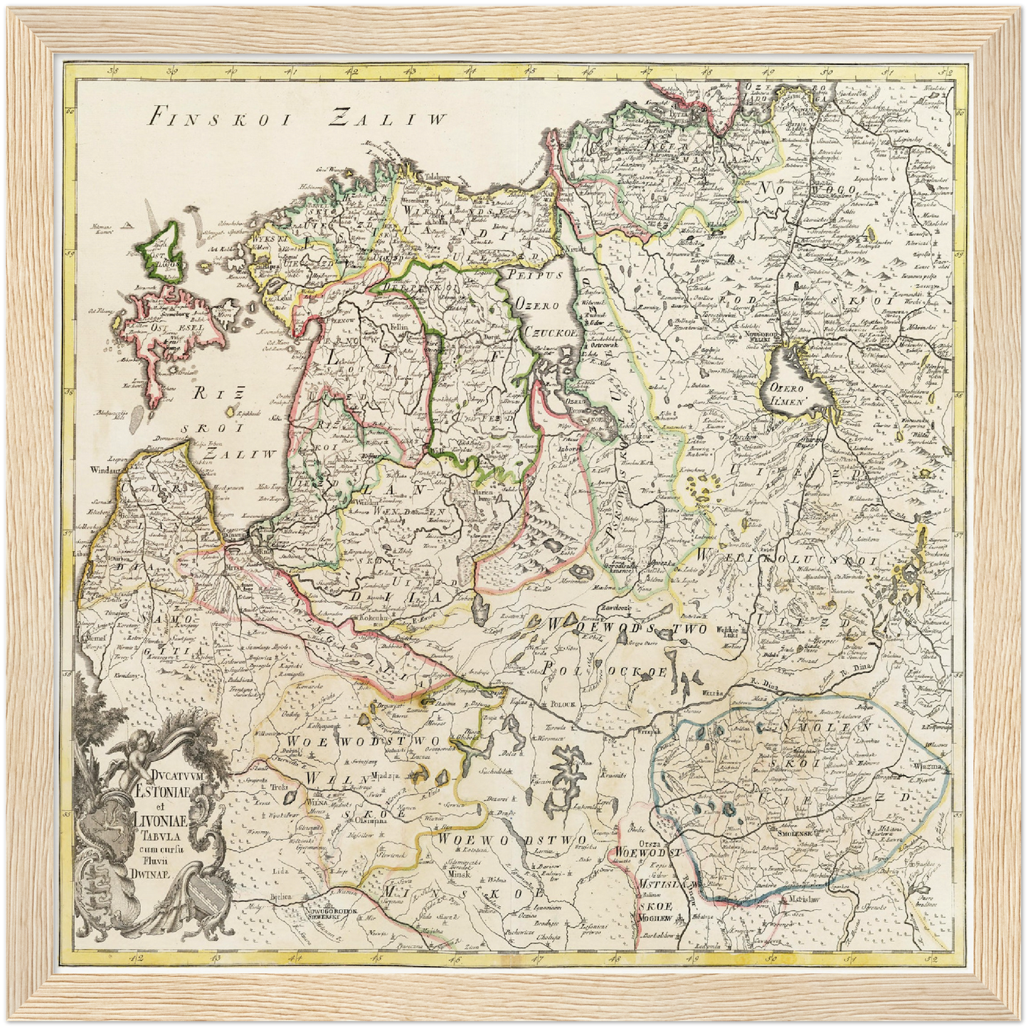Historische Landkarte Lettland & Estland um 1745