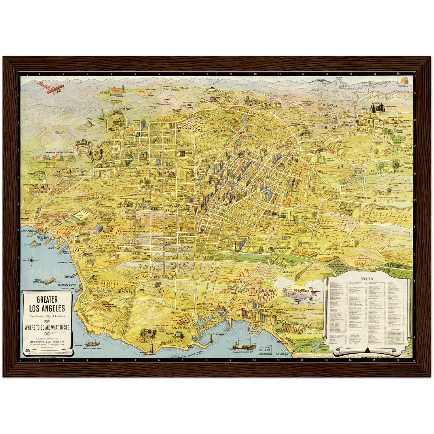 Historische Stadtansicht Greater Los Angeles um 1932
