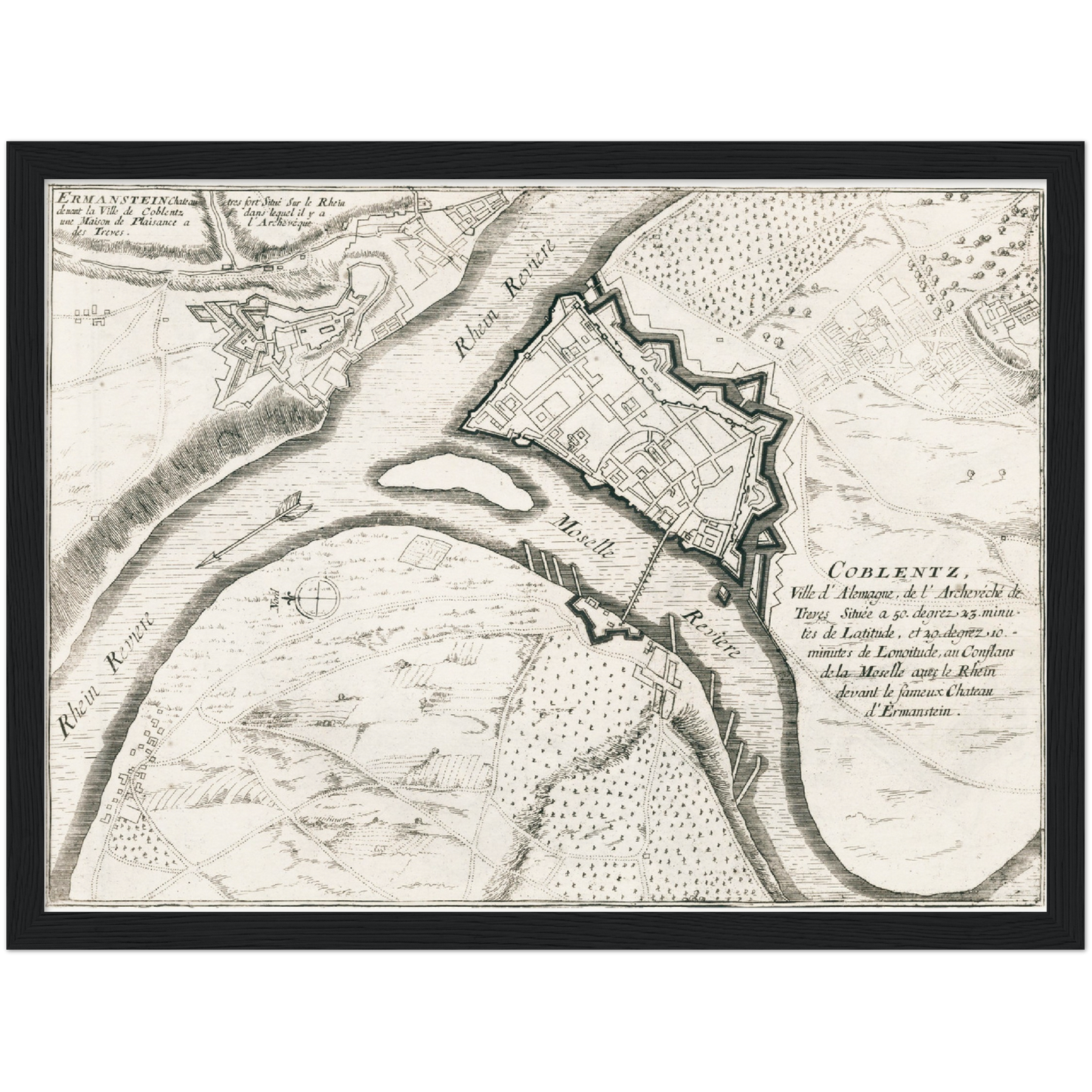 Historischer Stadtplan Koblenz um 1696