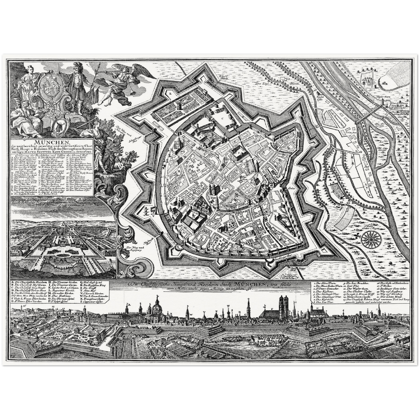 Historischer Stadtplan München um 1740