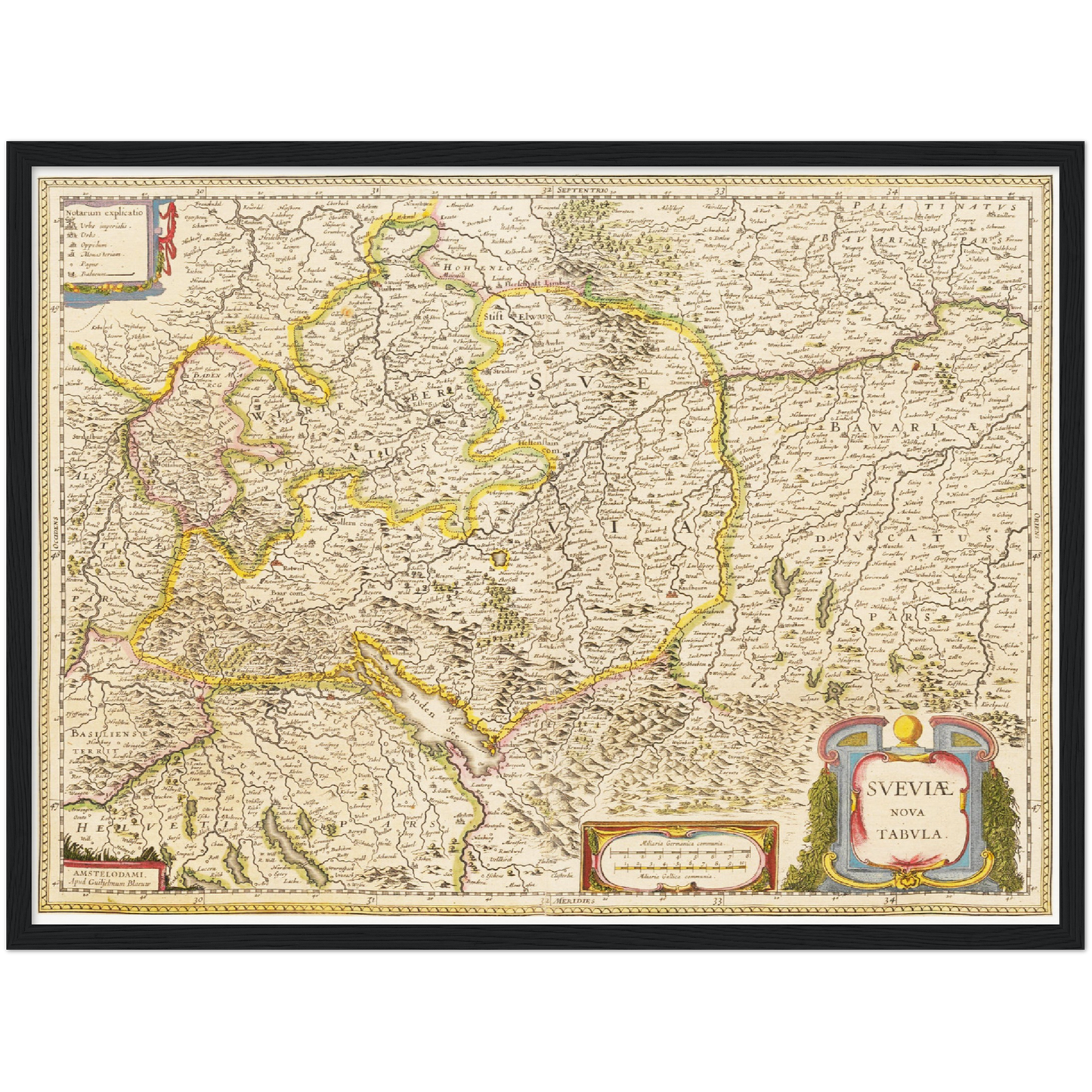 Historische Landkarte Schwaben um 1635
