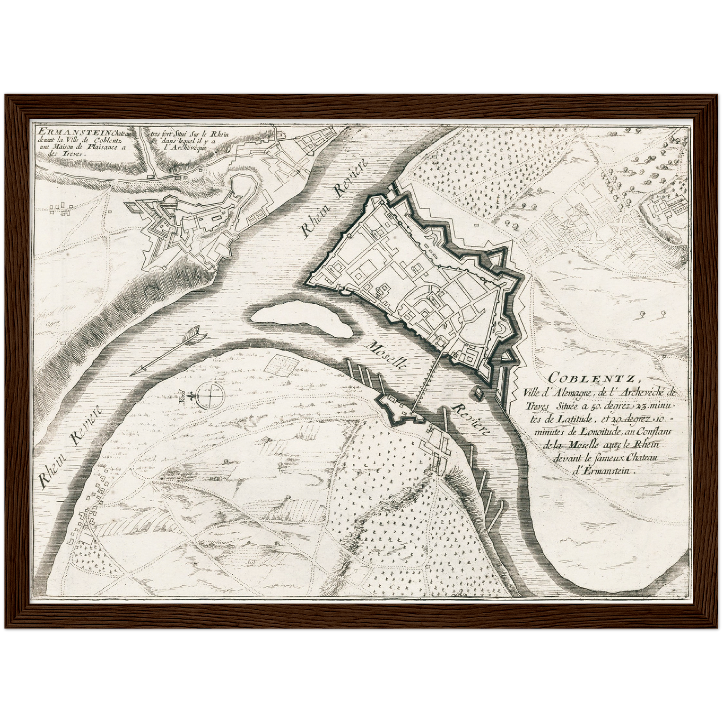 Historischer Stadtplan Koblenz um 1696