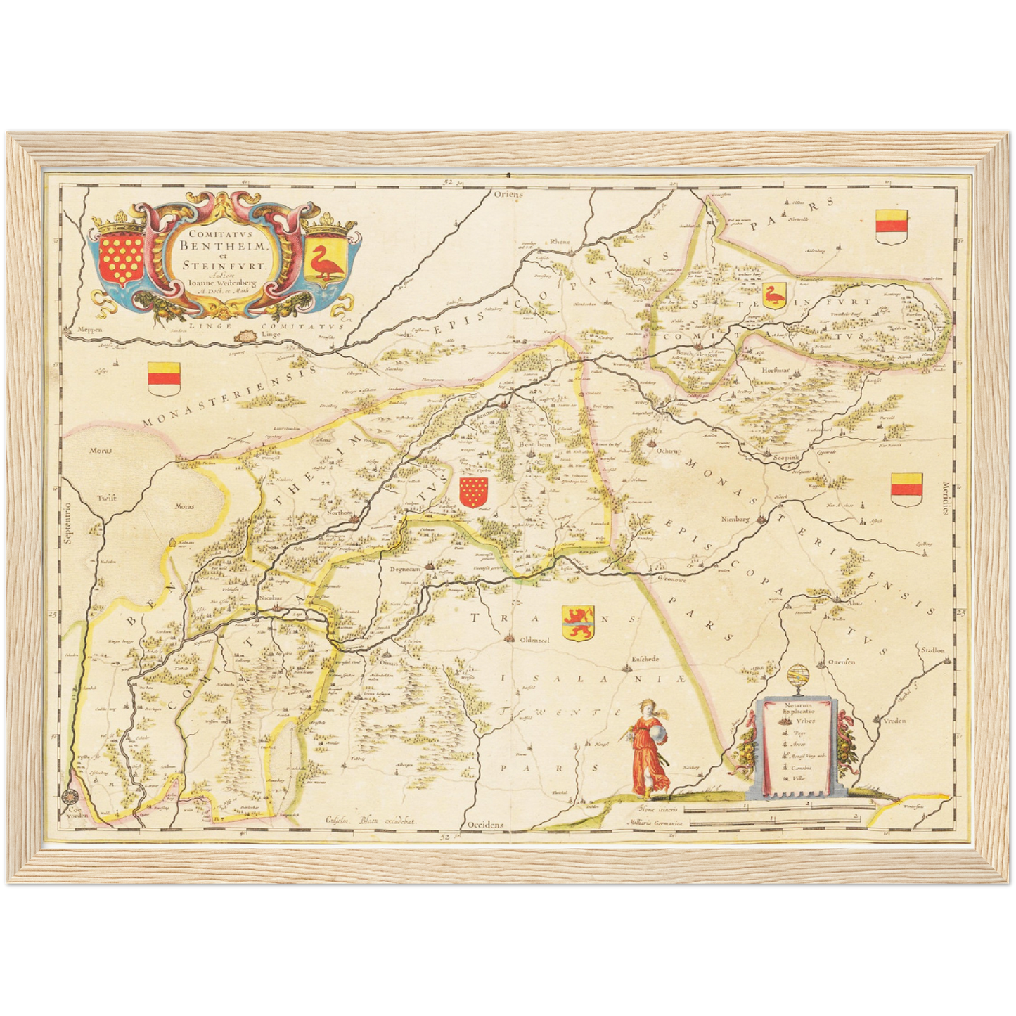 Historische Landkarte Grafschaft Bentheim um 1635