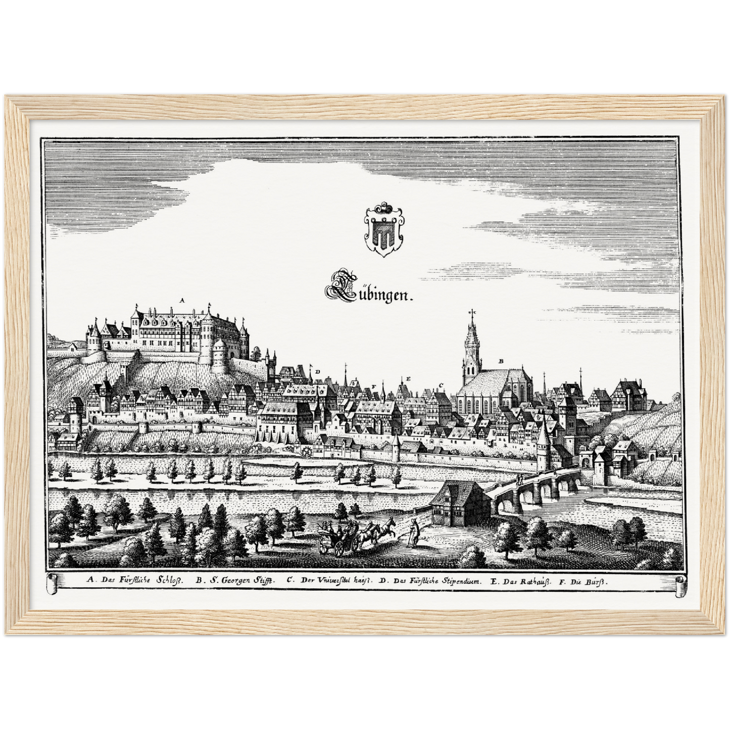 Historische Stadtansicht Tübingen um 1643