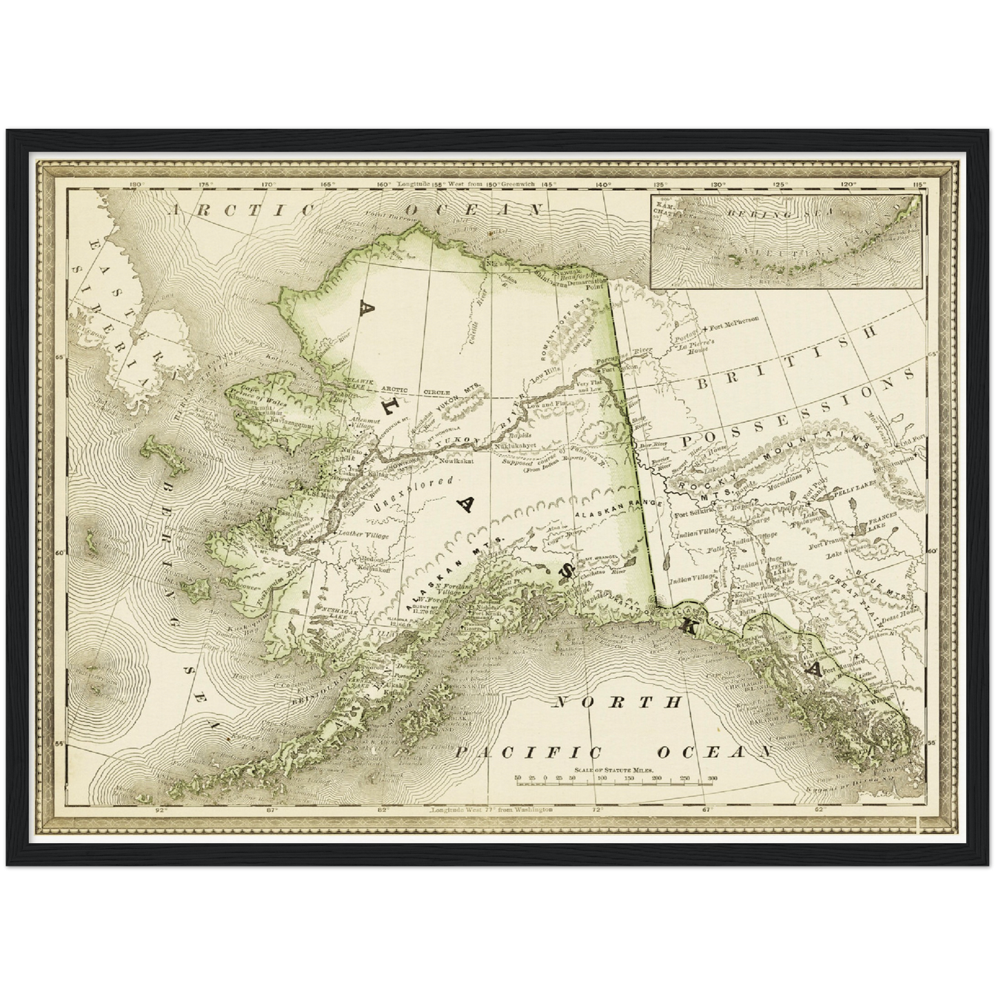Historische Landkarte Alaska um 1882