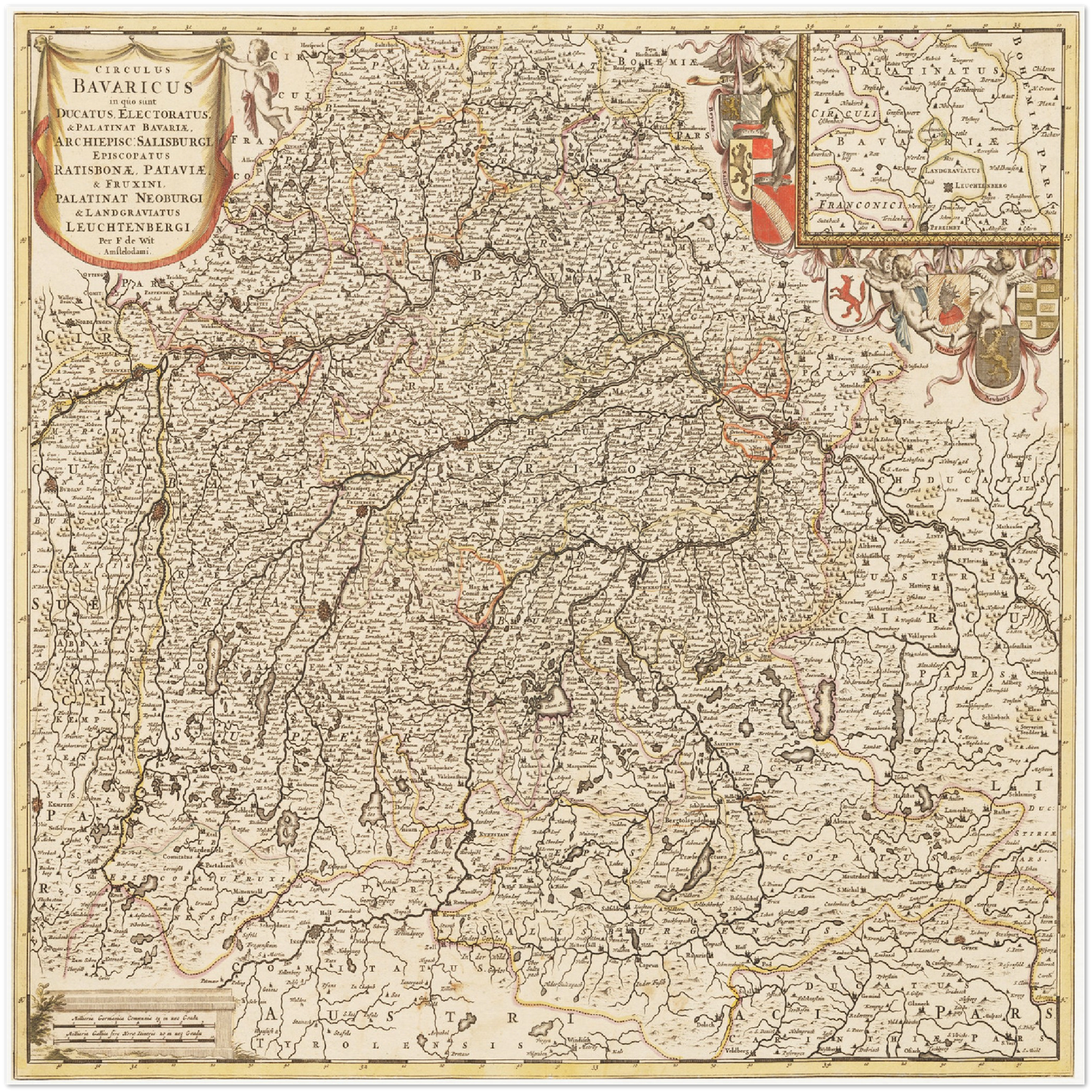 Historische Landkarte Bayern um 1698
