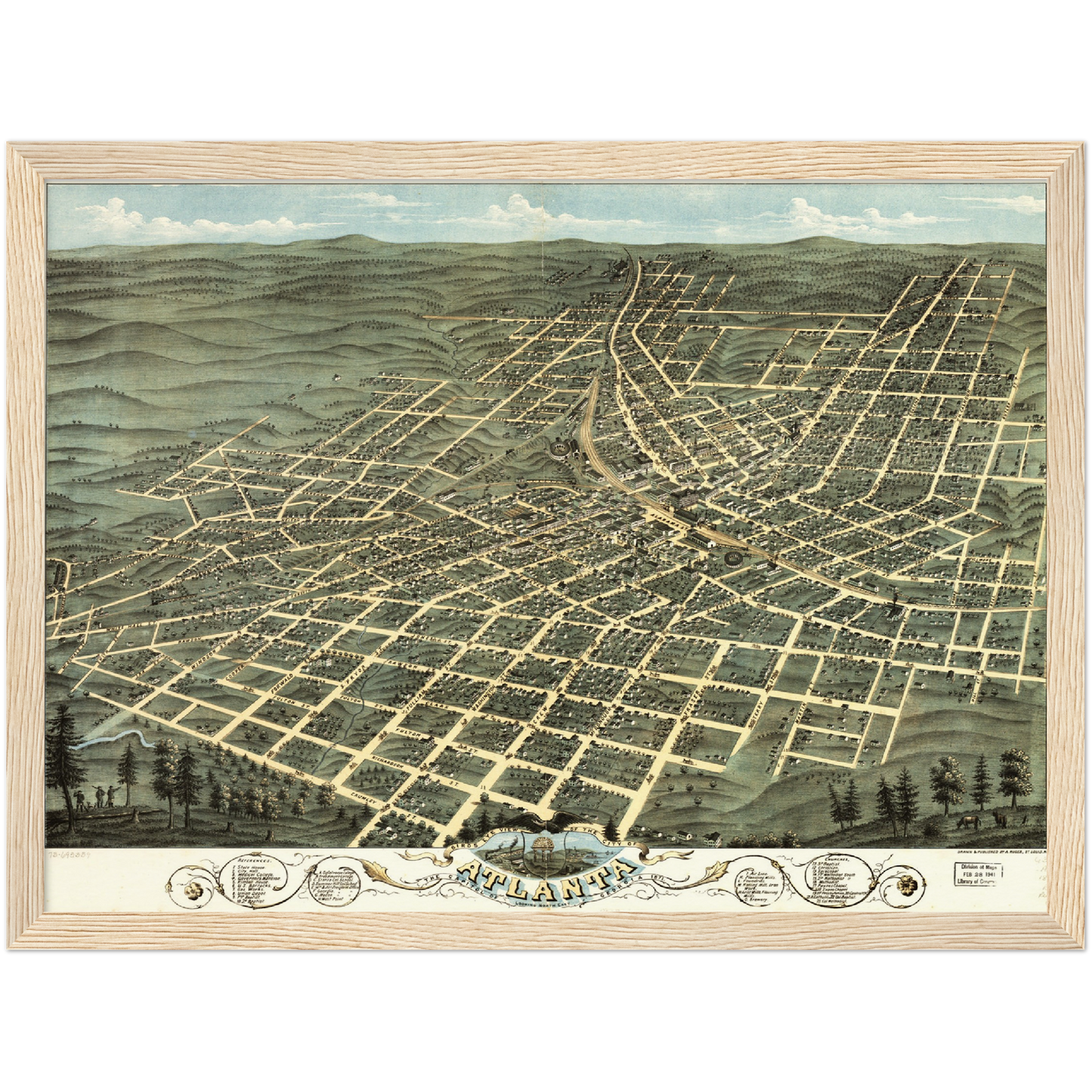 Historische Stadtansicht Atlanta um 1871