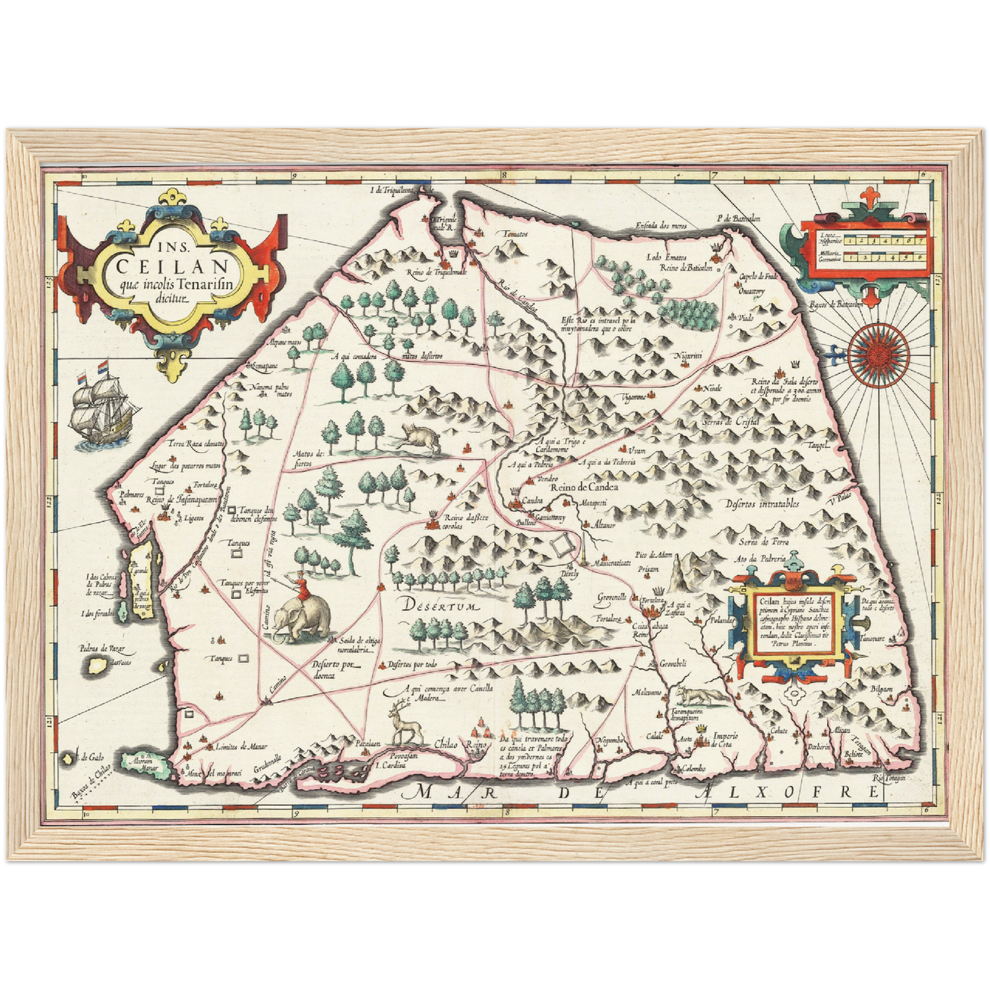 Historische Landkarte Sri Lanka um 1606