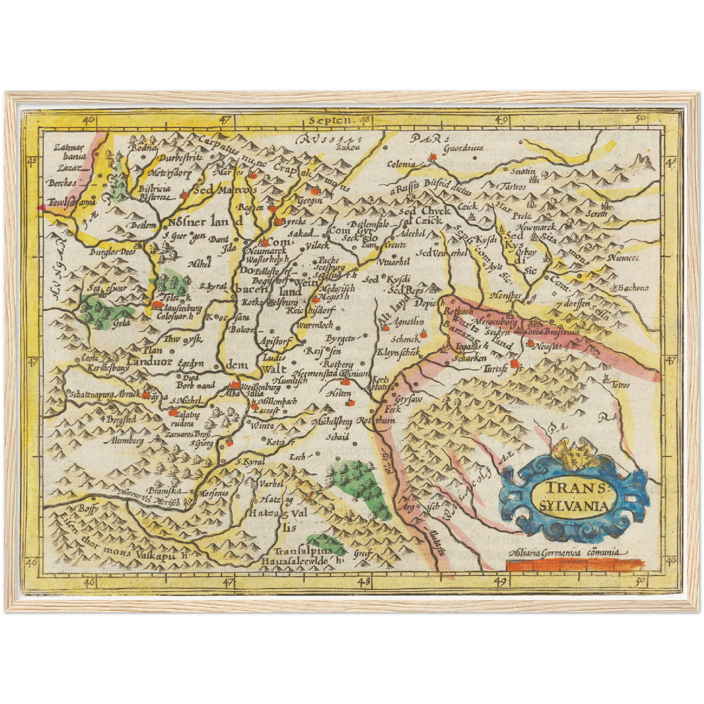 Historische Landkarte Transilvanien um 1609