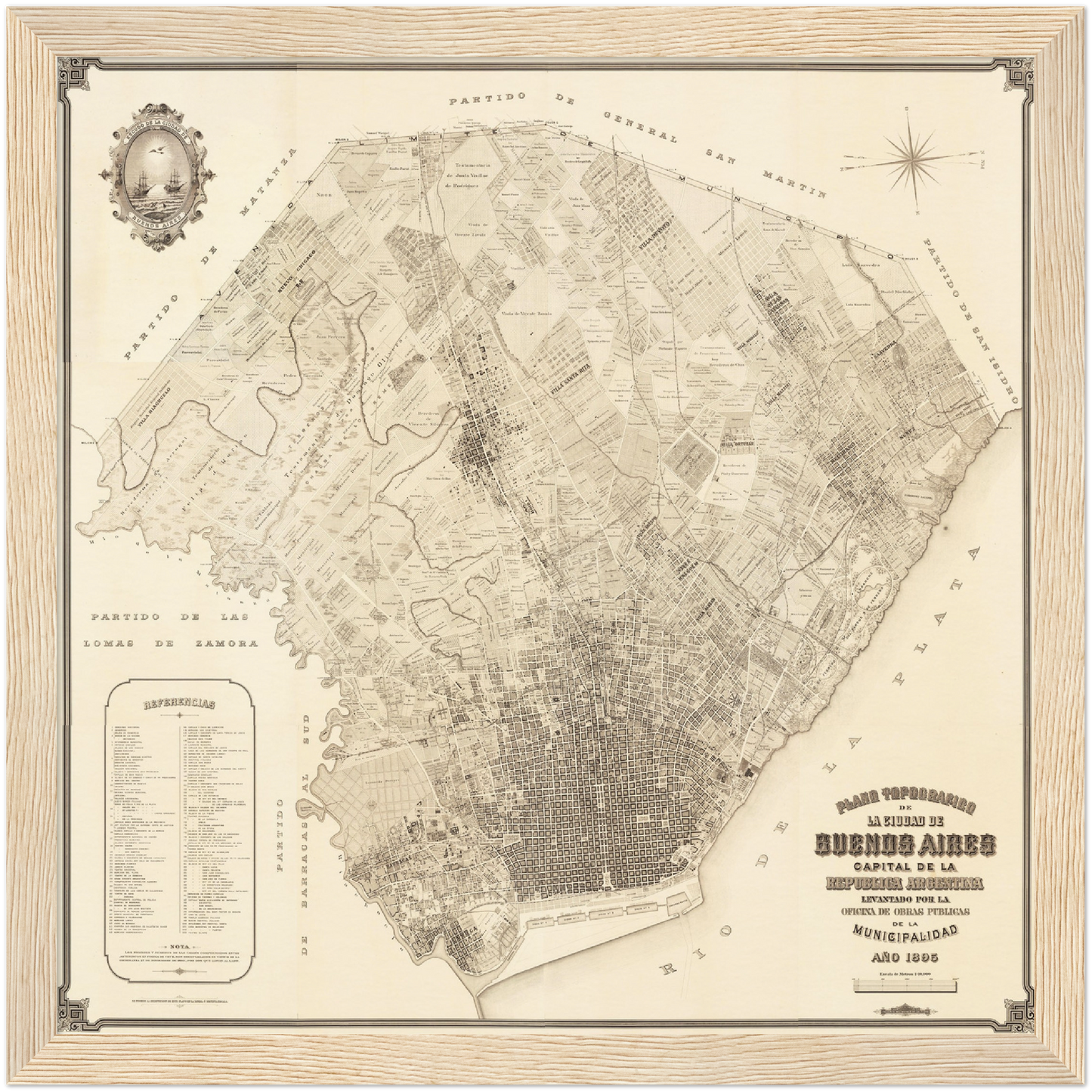 Historischer Stadtplan Buenos Aires um 1895