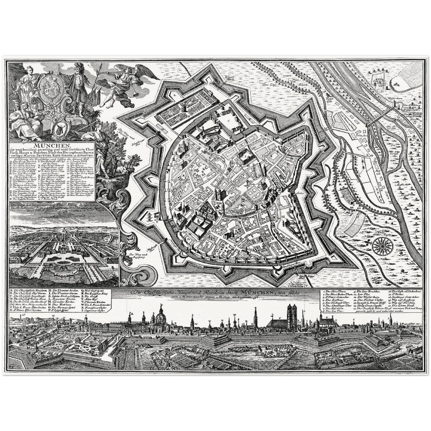 Historischer Stadtplan München um 1740