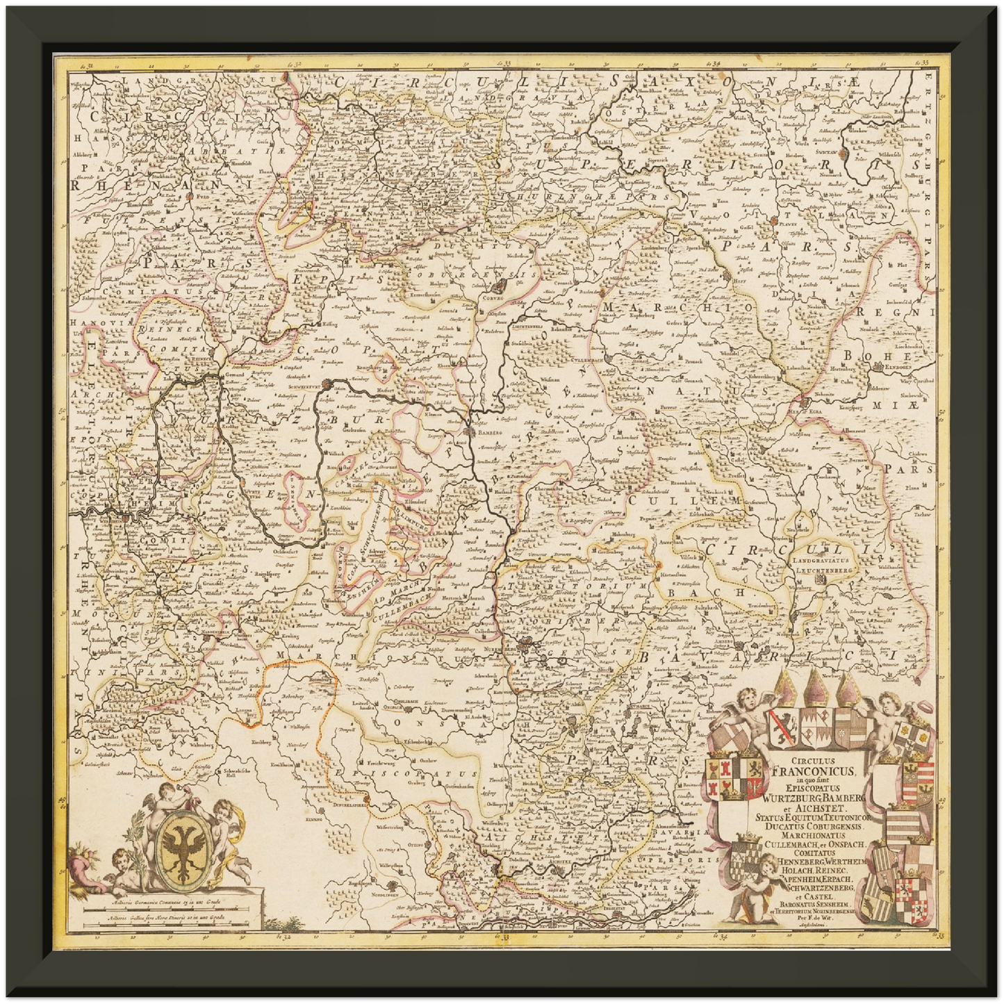 Historische Landkarte Franken um 1698
