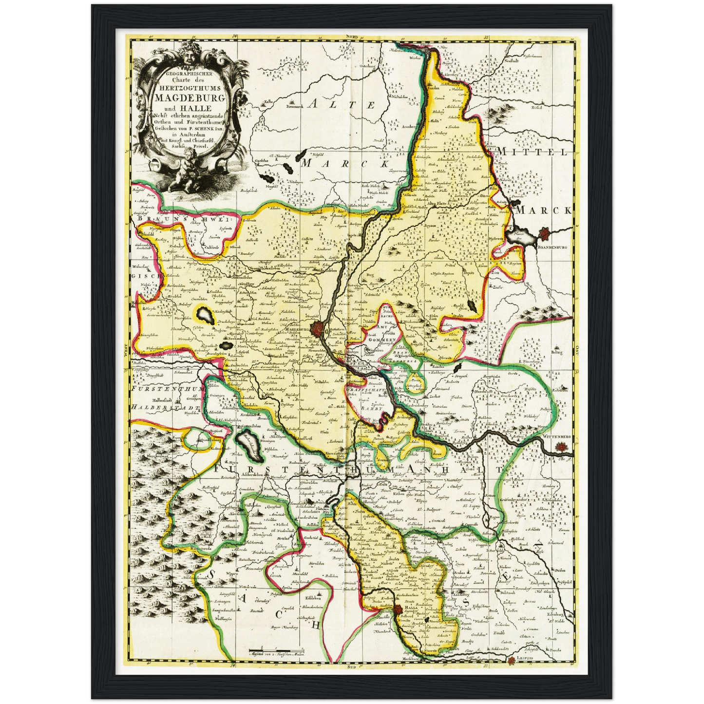 Historische Landkarte Magdeburg um 1725