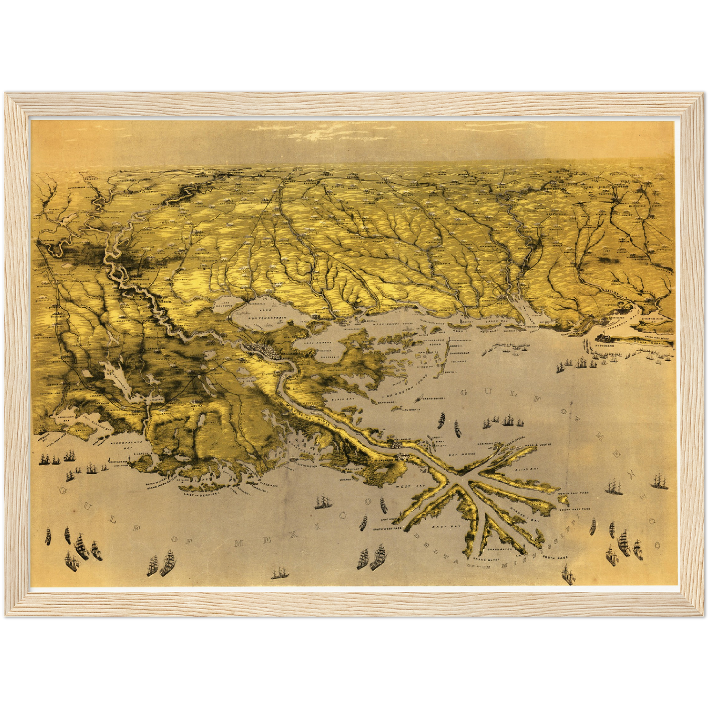 Historische Stadtansicht New Orleans um 1861