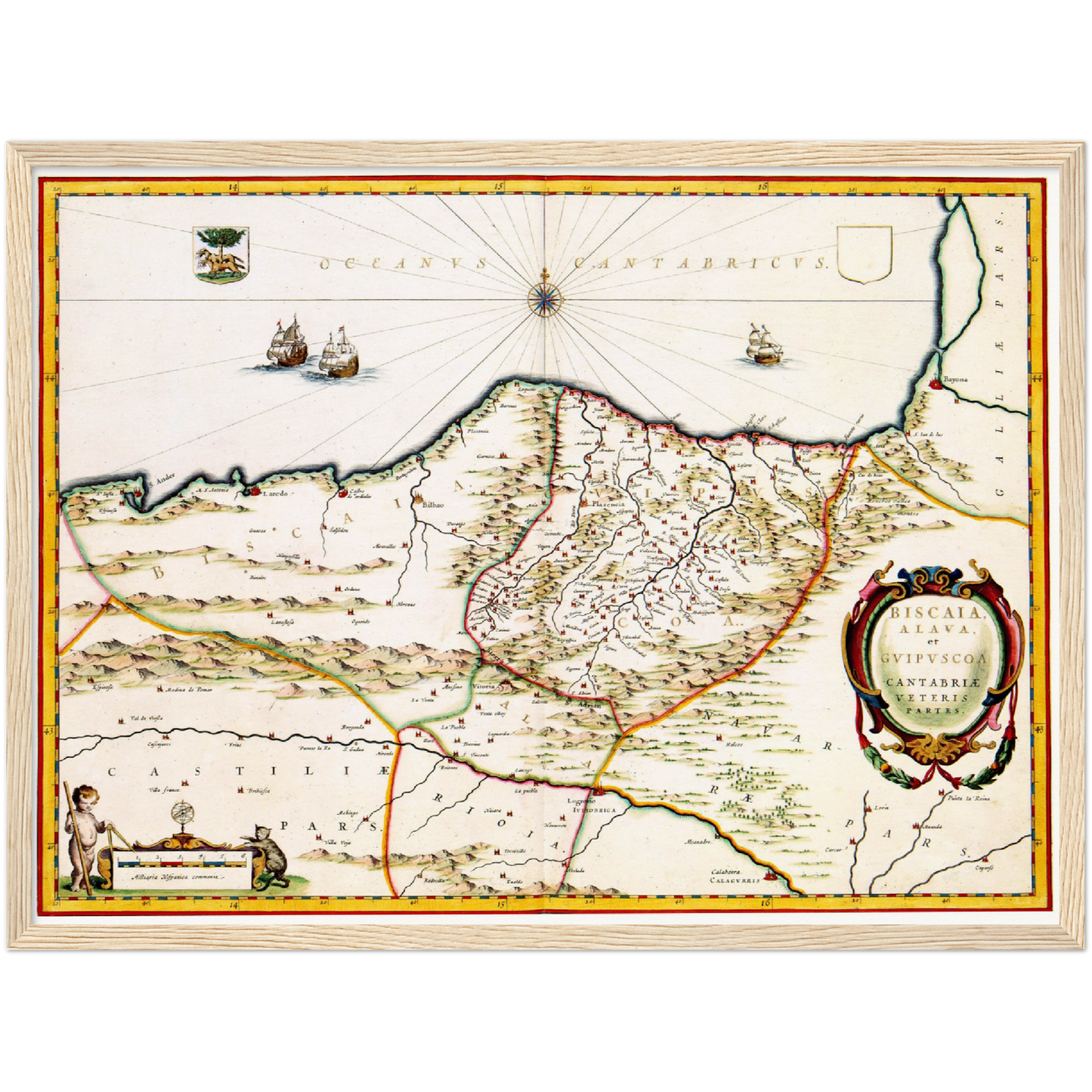 Historische Landkarte Kantabrien & Baskenland um 1690