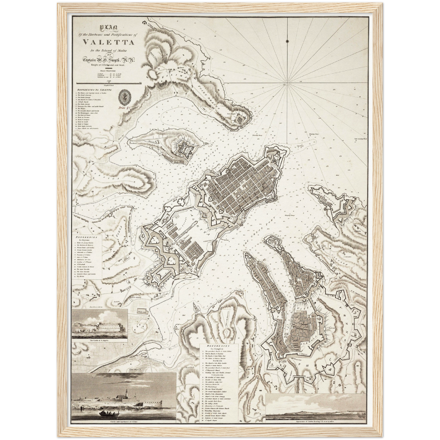 Historischer Stadtplan Valetta um 1821