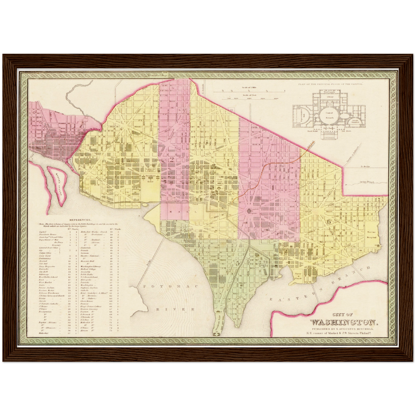 Historische Landkarte District of Columbia um 1849