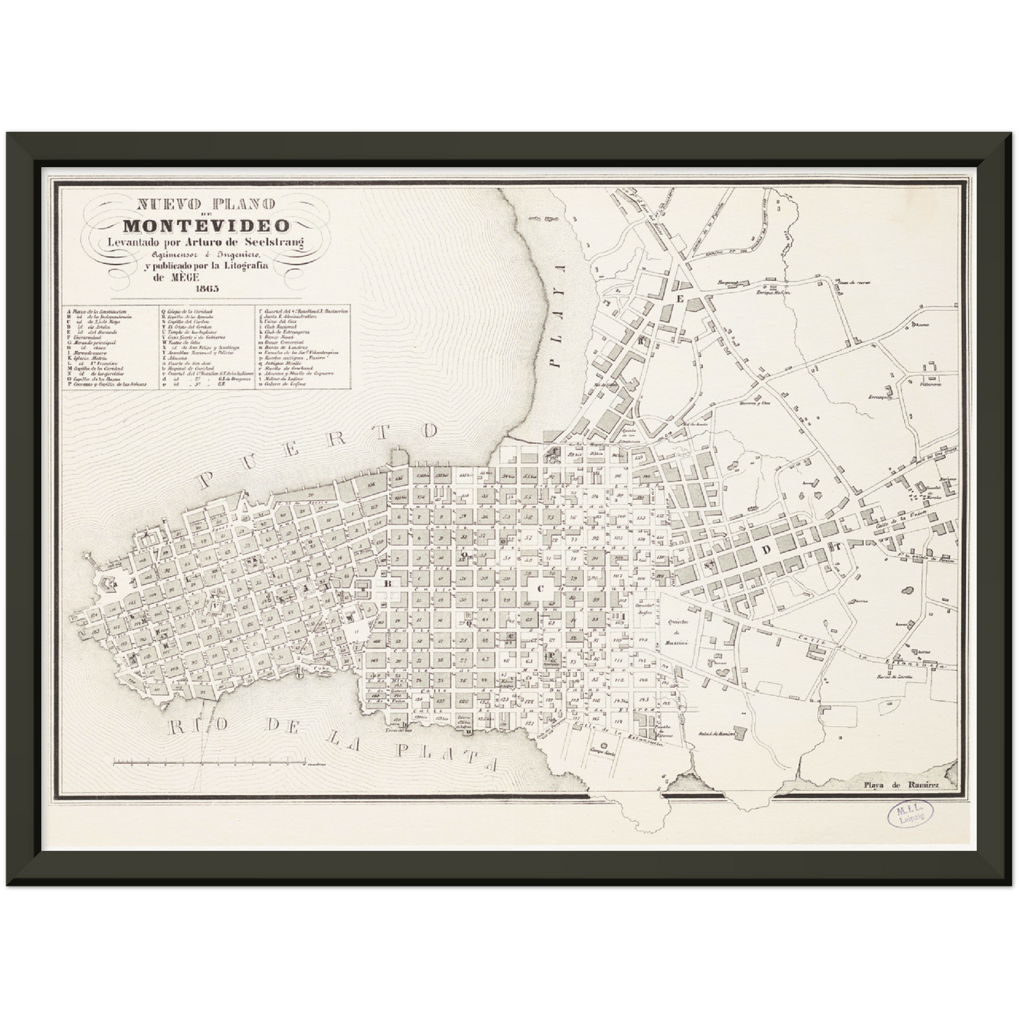 Historischer Stadtplan Montevideo um 1865